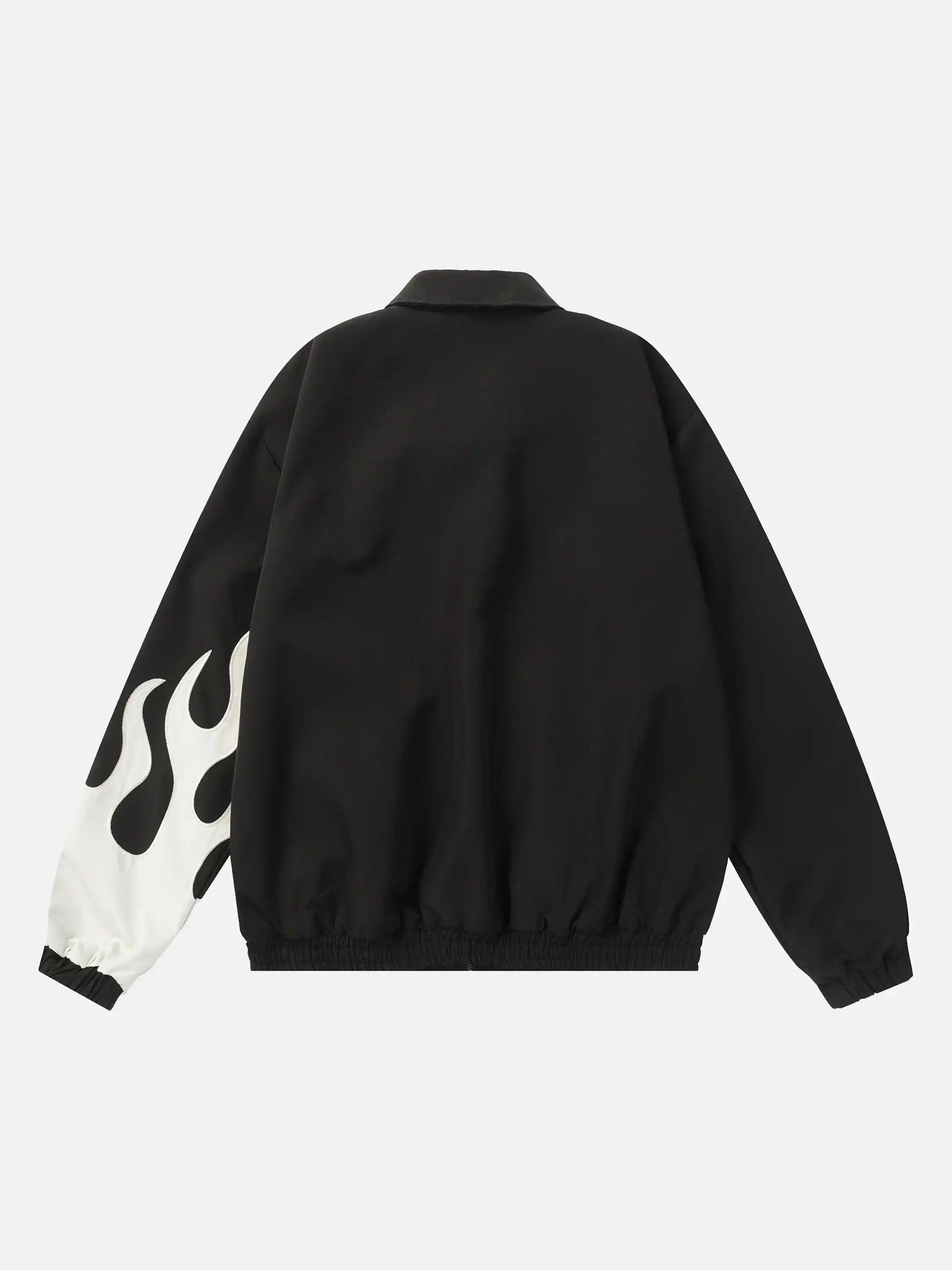 Hip Hop Street Patches Flame Lapel Jacket