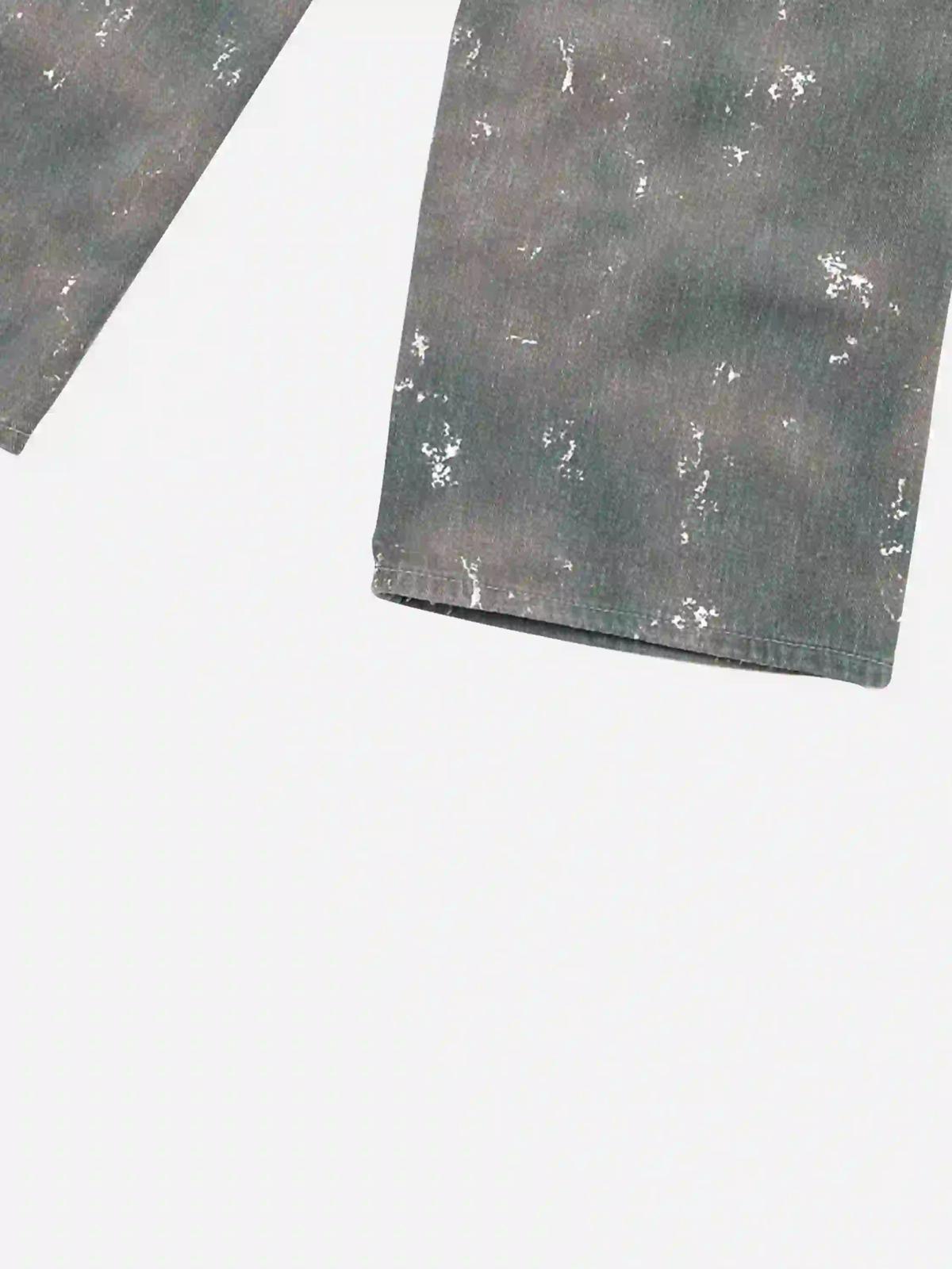 Hip-Hop Style Ink-Splashed Camouflage Y2K Jeans