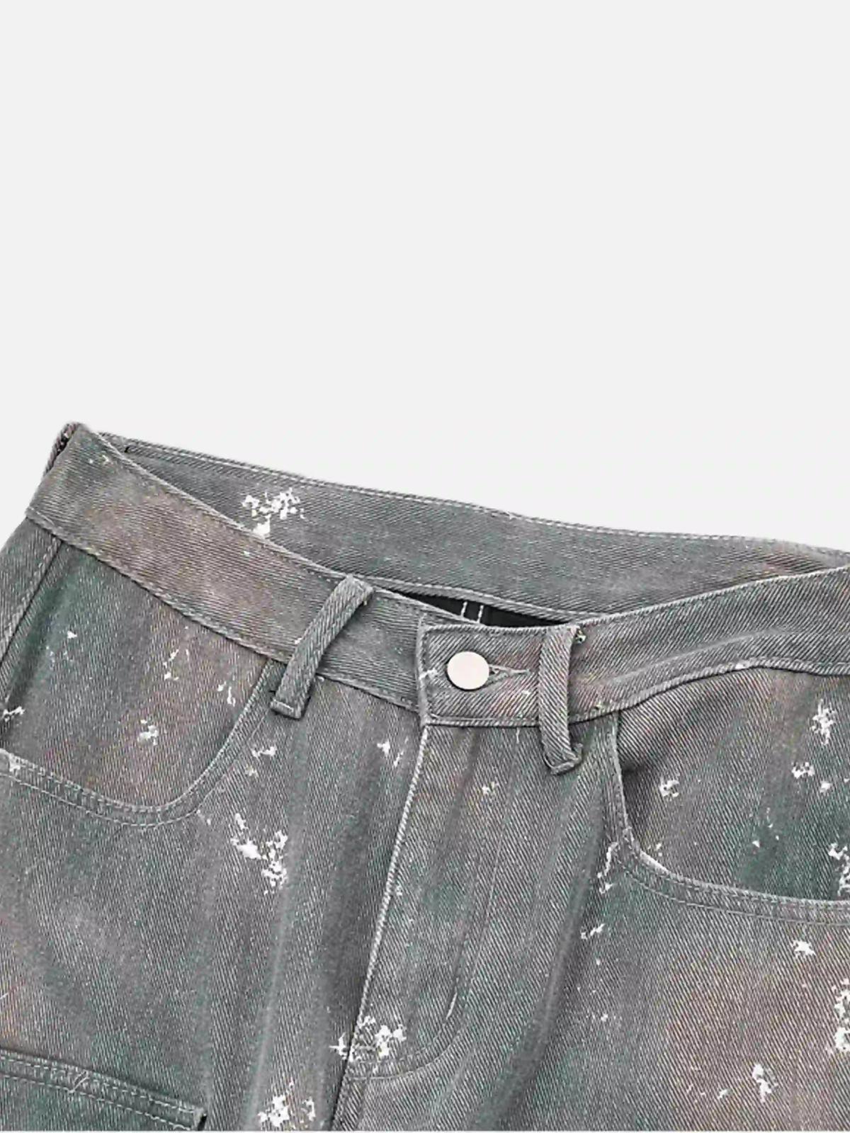 Hip-Hop Style Ink-Splashed Camouflage Y2K Jeans