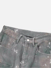 Hip-Hop Style Ink-Splashed Camouflage Y2K Jeans