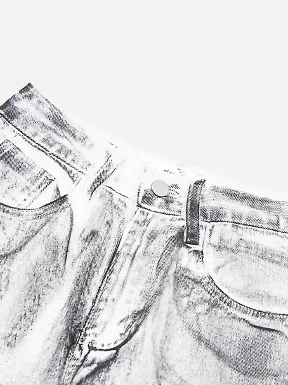 Hip-Hop Style Painted Dirty Jeans