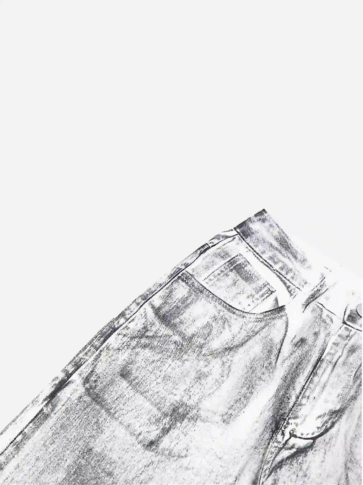 Hip-Hop Style Painted Dirty Jeans