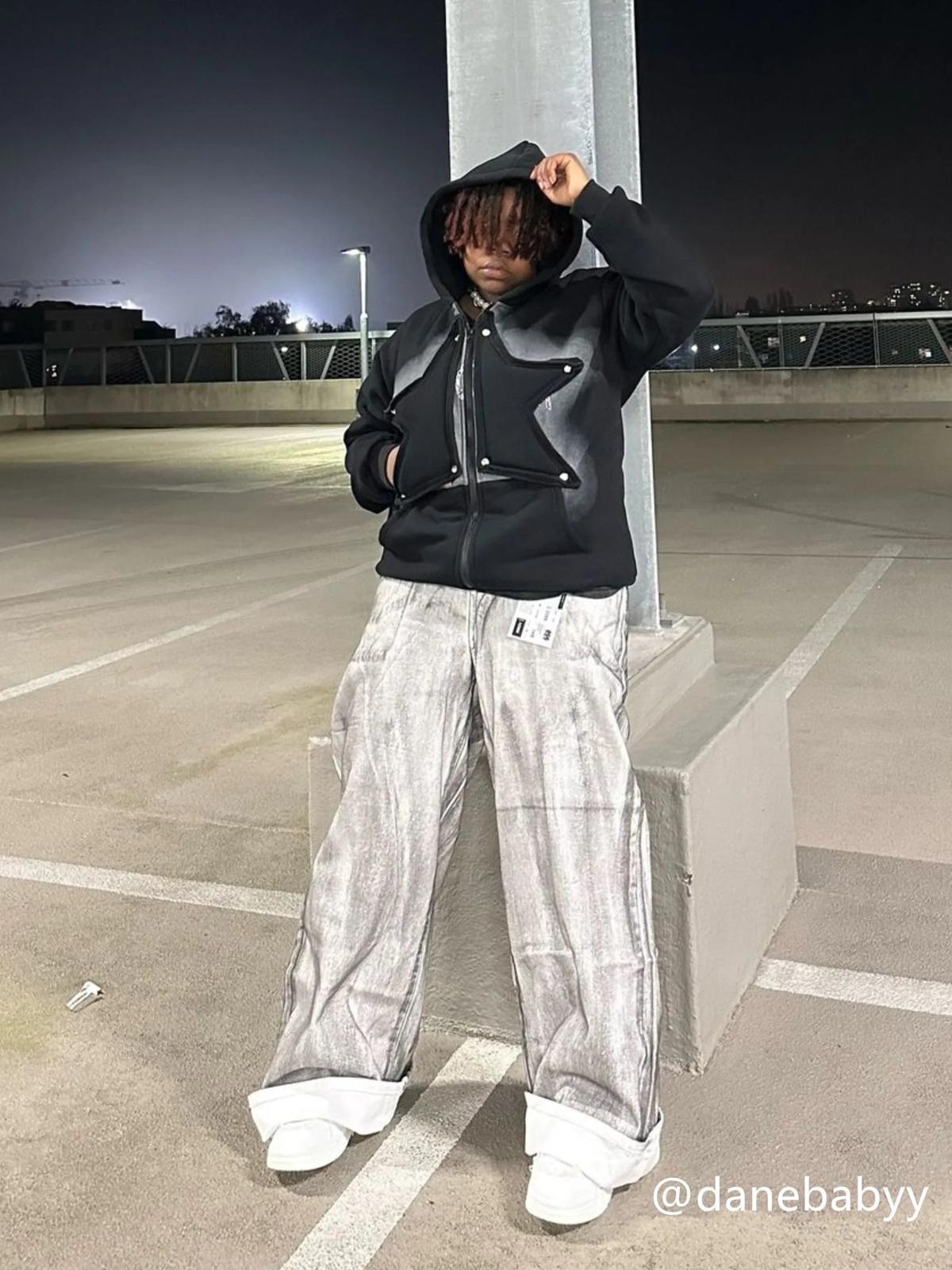 Hip-Hop Style Painted Dirty Jeans