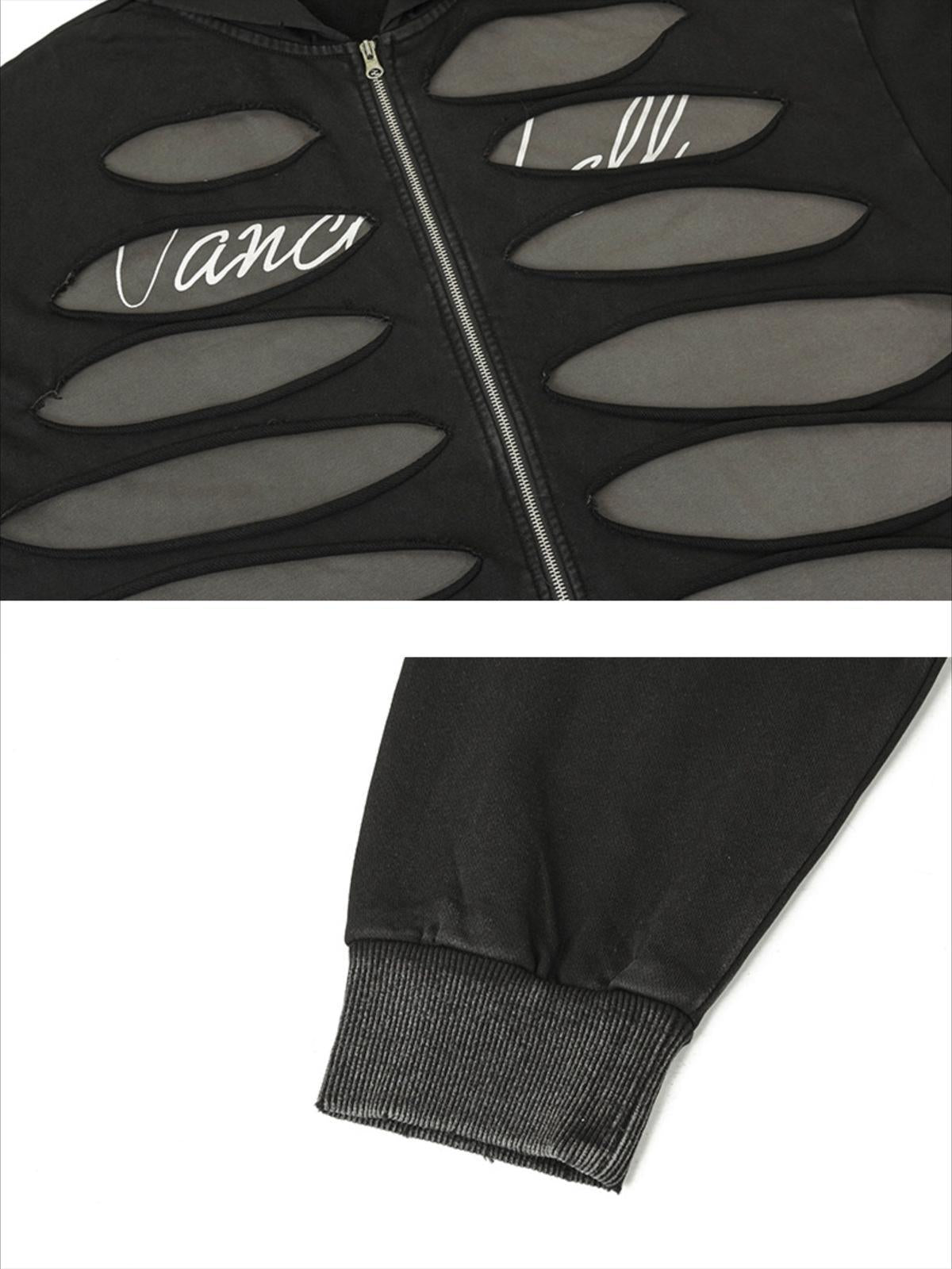 Hollow Hole Zipper Hoodie