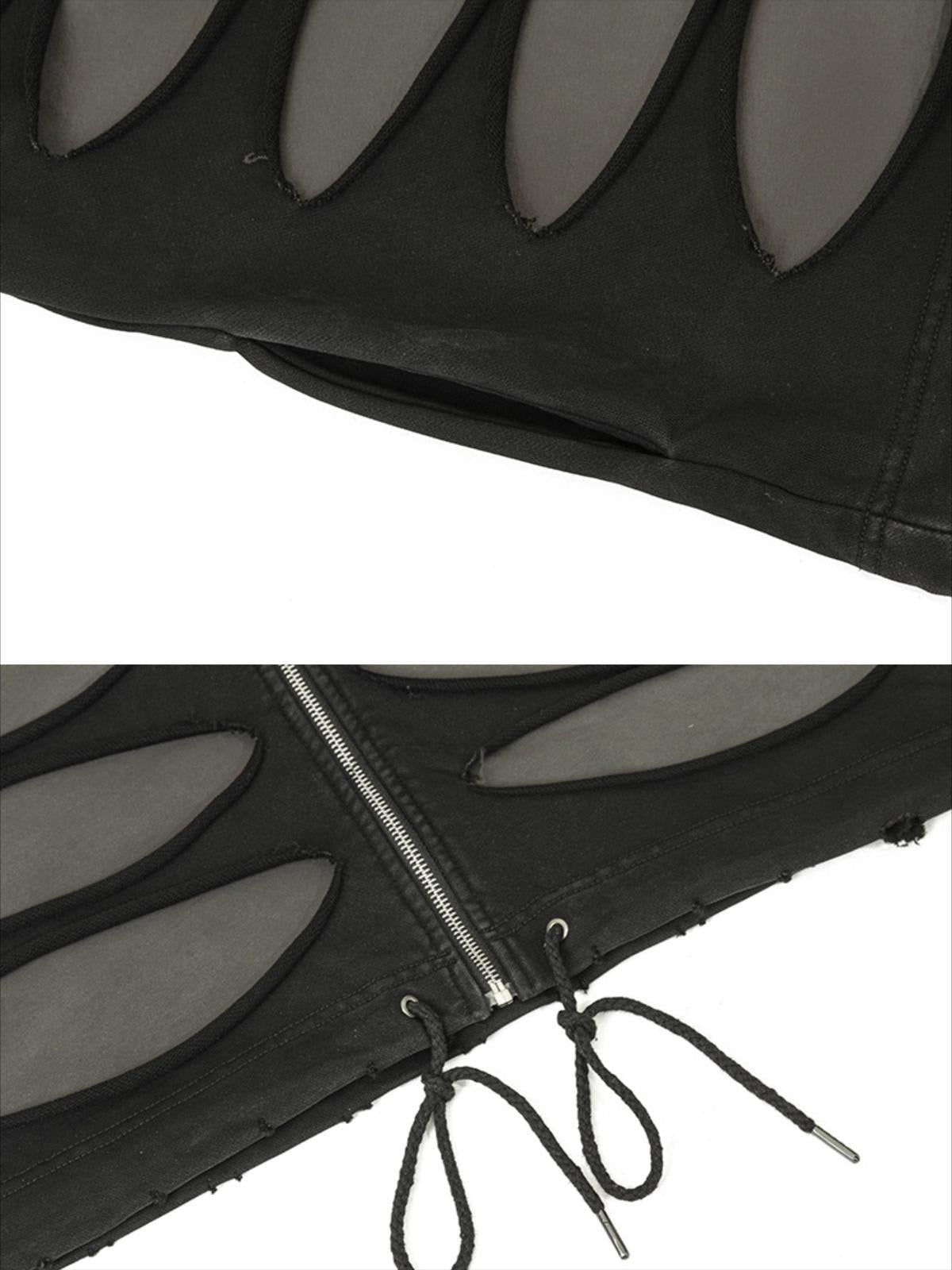 Hollow Hole Zipper Hoodie