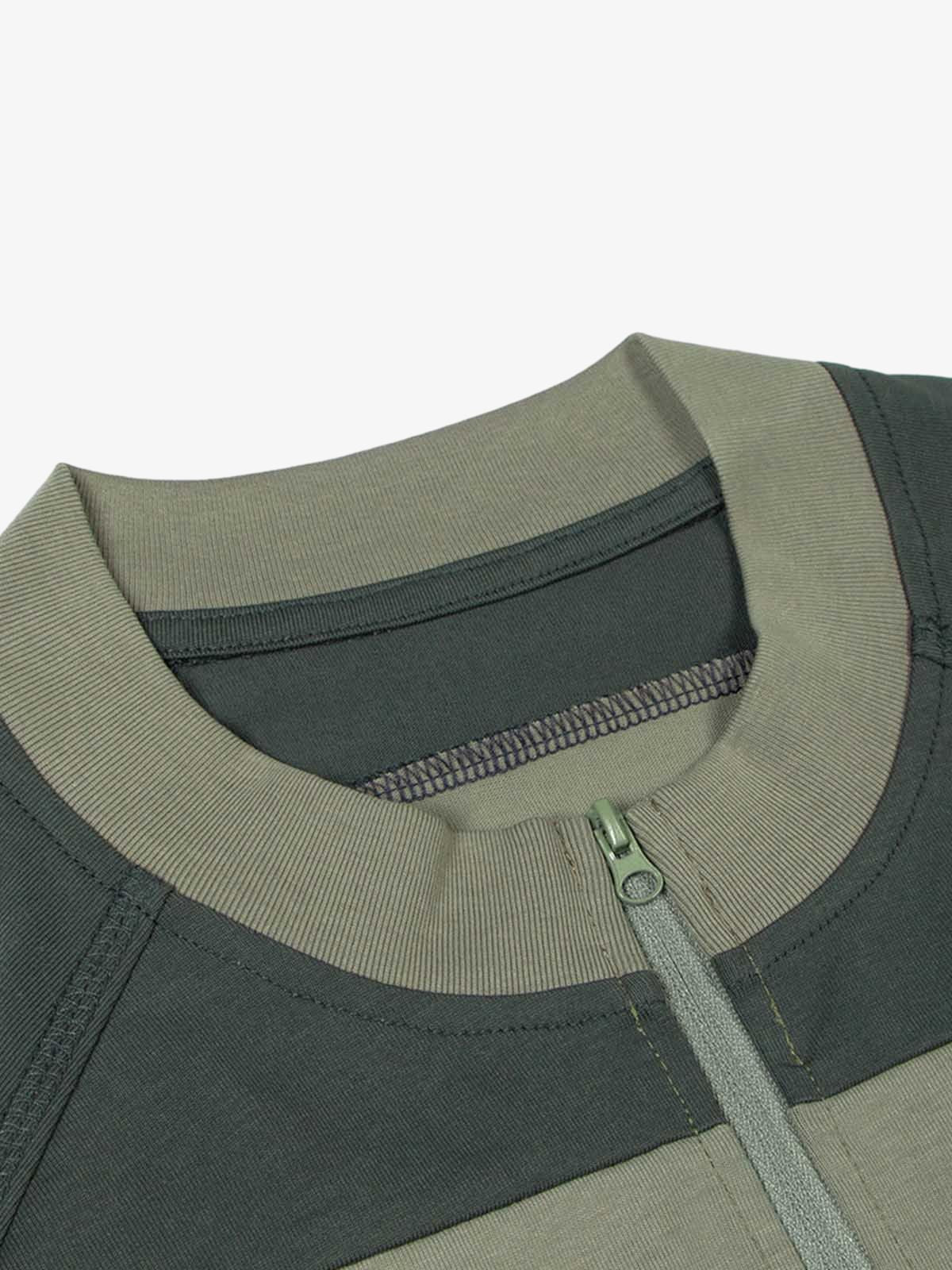 Quick-Dry Contrast Color Quarter Zip Up T-shirt