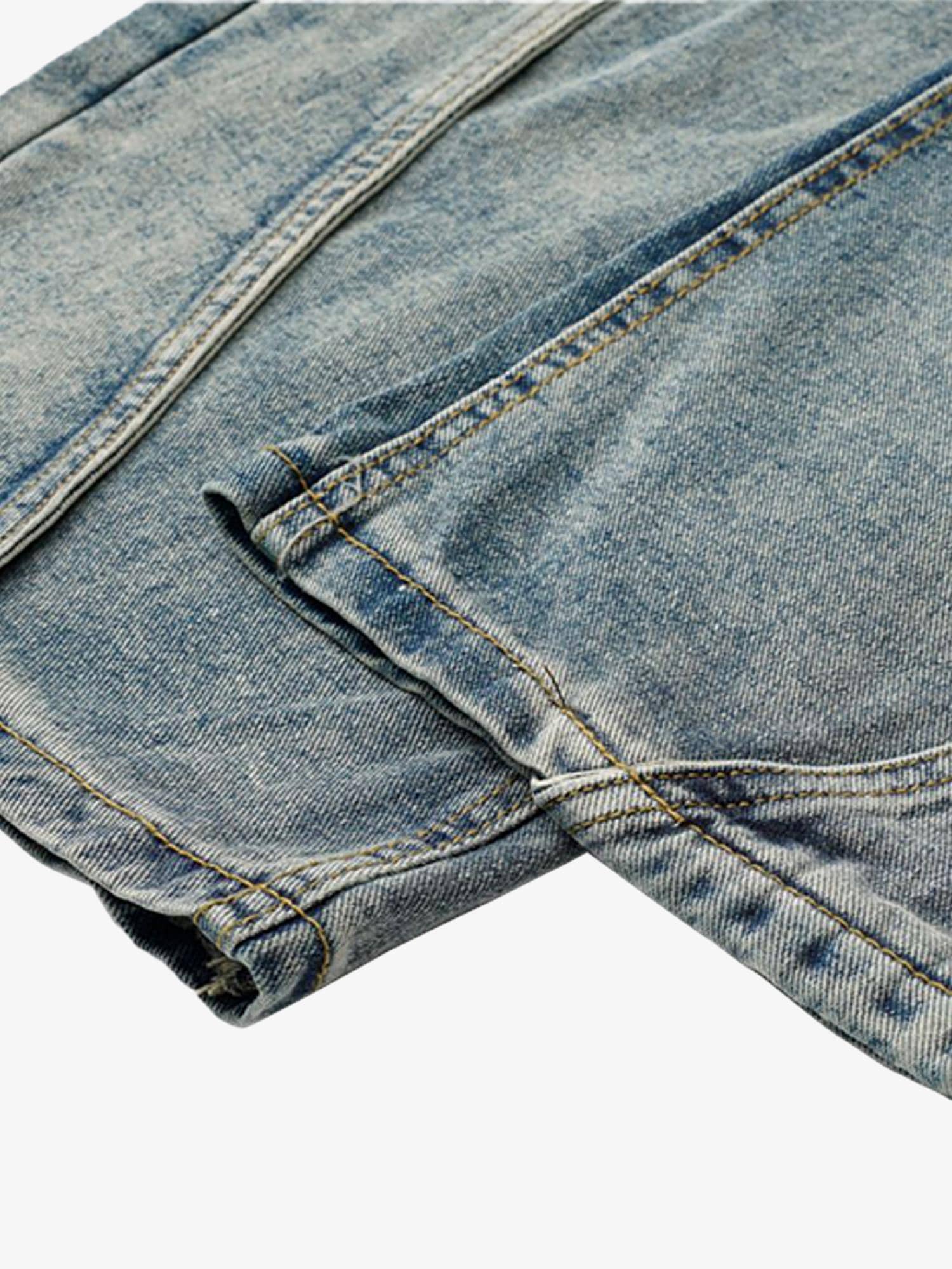 Split Brel Washed Distressed Deconstructed Split Barrel Jeans – Loczu