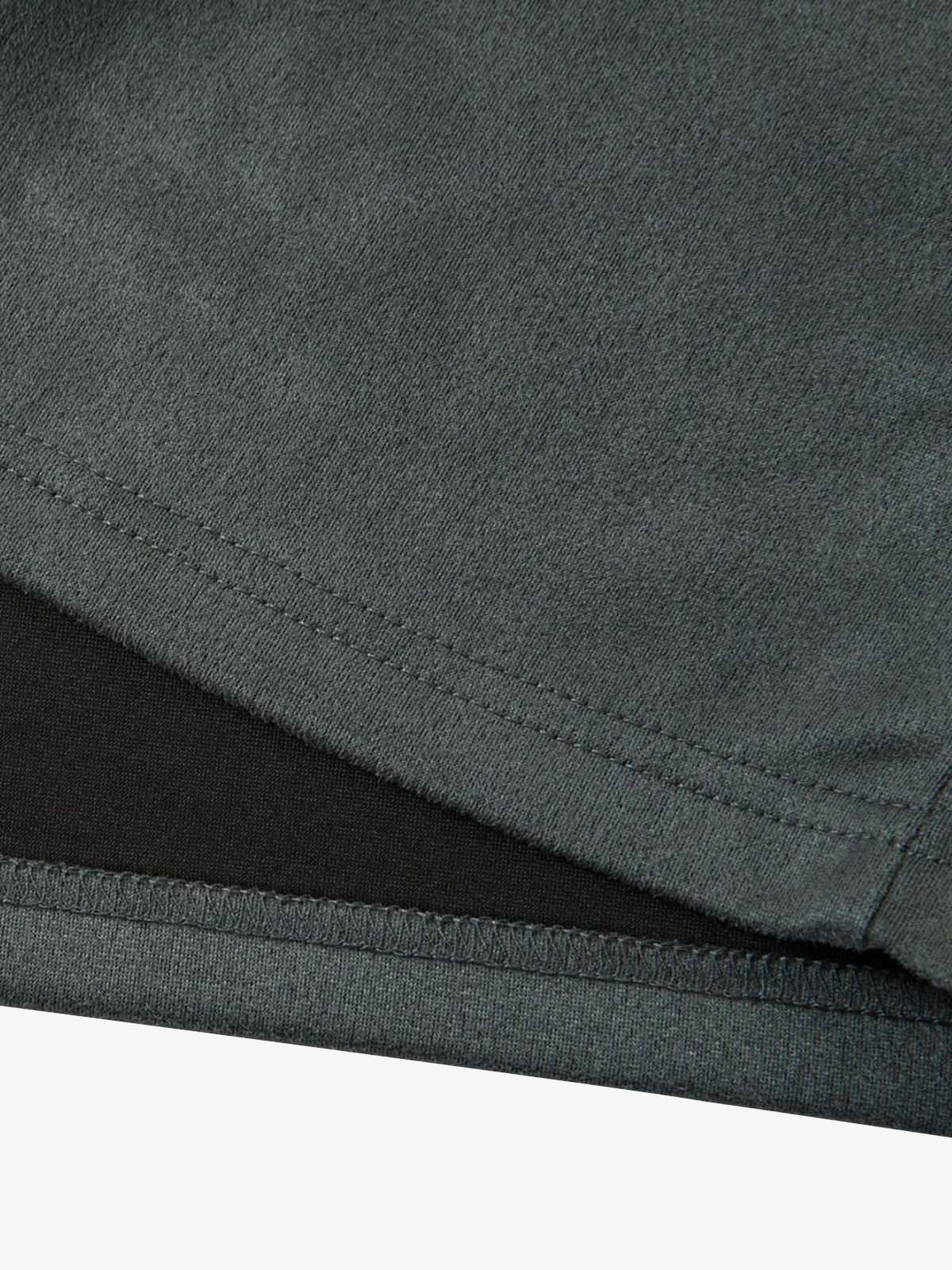 Retro Quarter Zip Up Suede Embroidered T-shirt