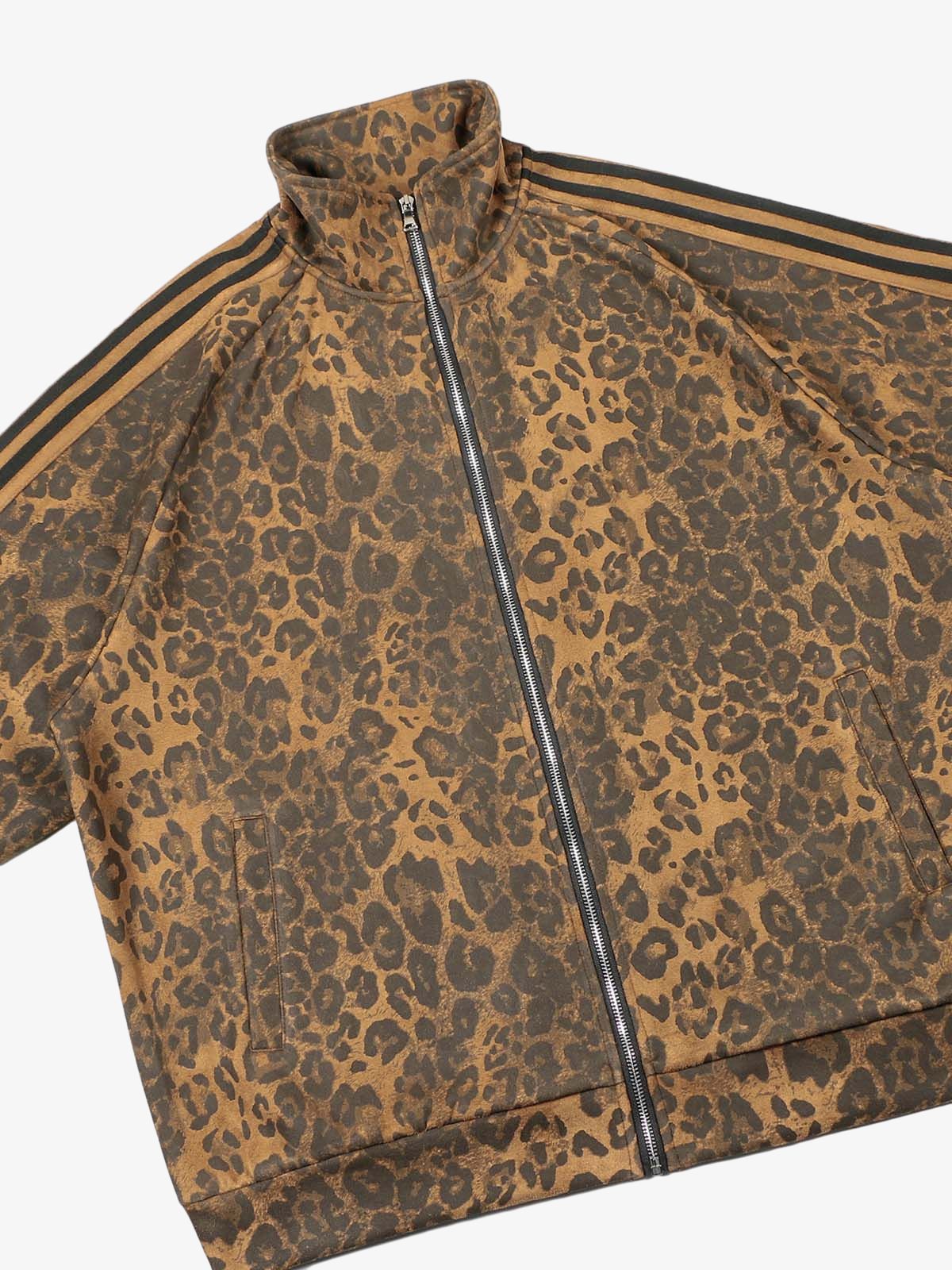 French Terry Cheetah Print Suede Tracksuit