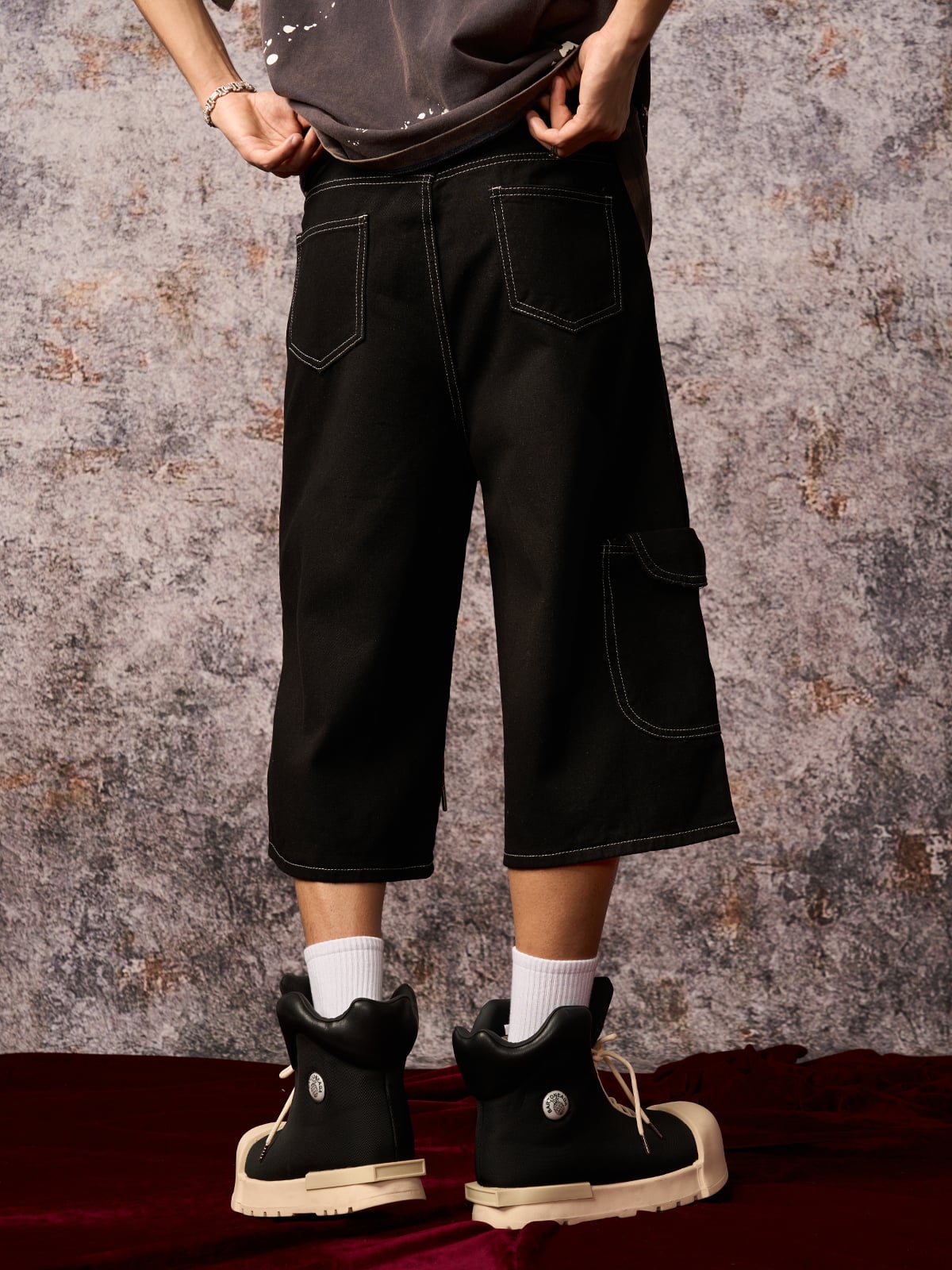 Denim Welt-Embellished Cargo Jorts