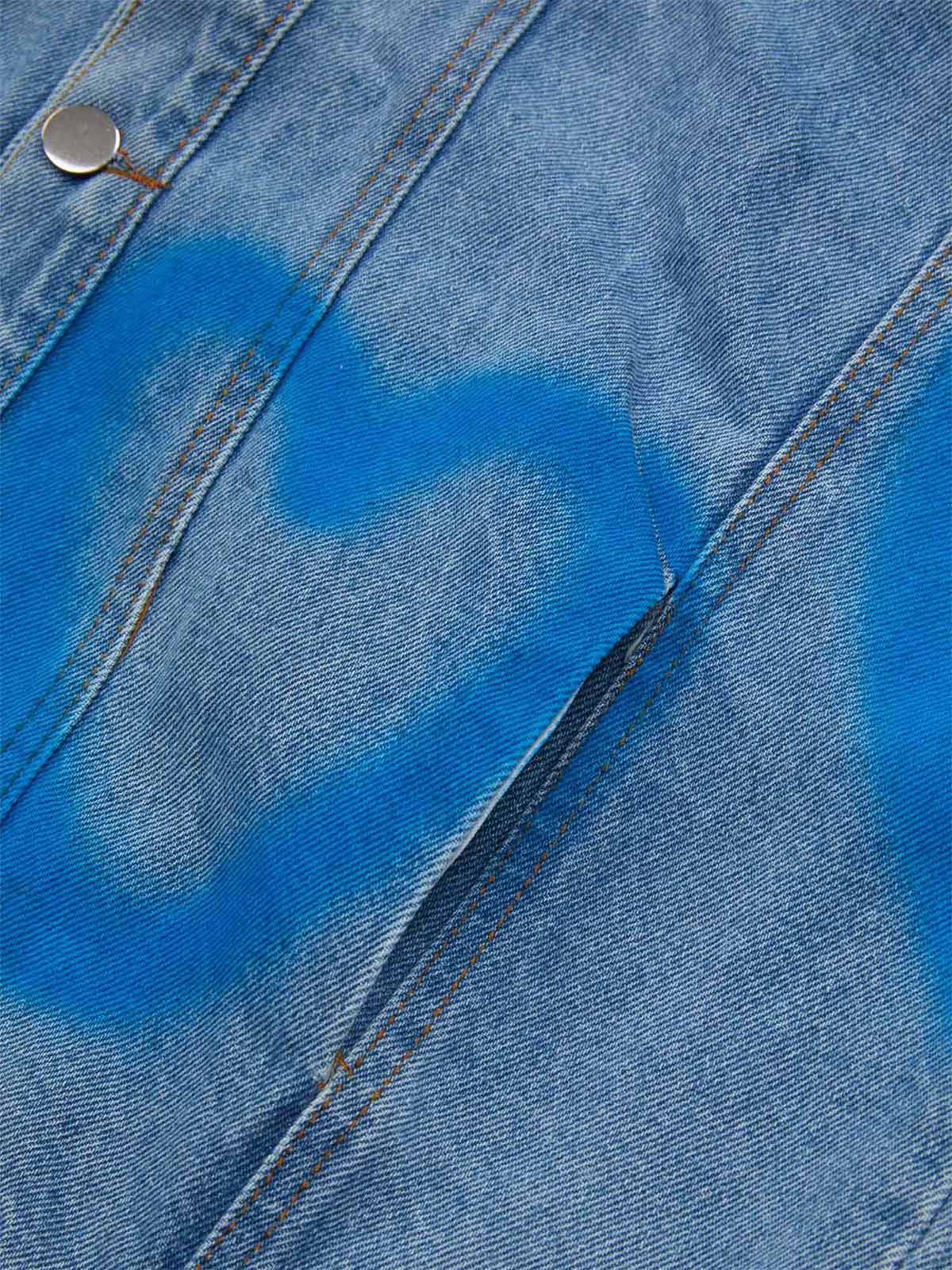 American Spray-painted Love Sleeveless Denim Jacket