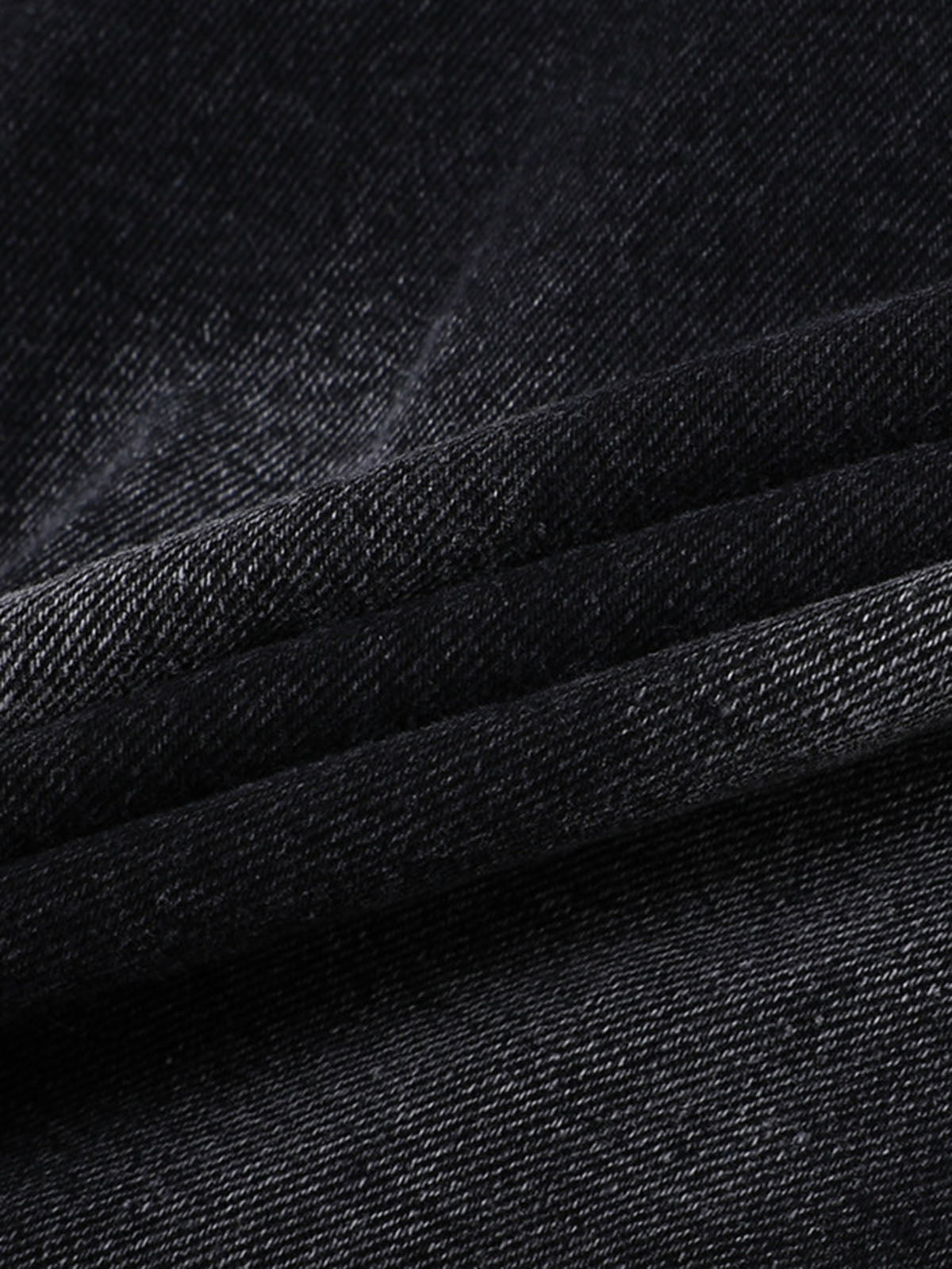 Distressed Washed Workwear Denim Shirt And Jorts Set