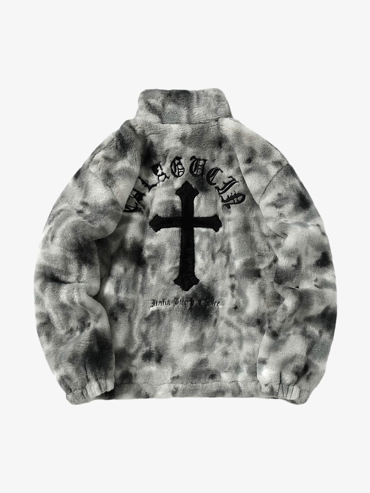 Heavy-Duty Faux Lambswool Tie-Dye Urban Jacket