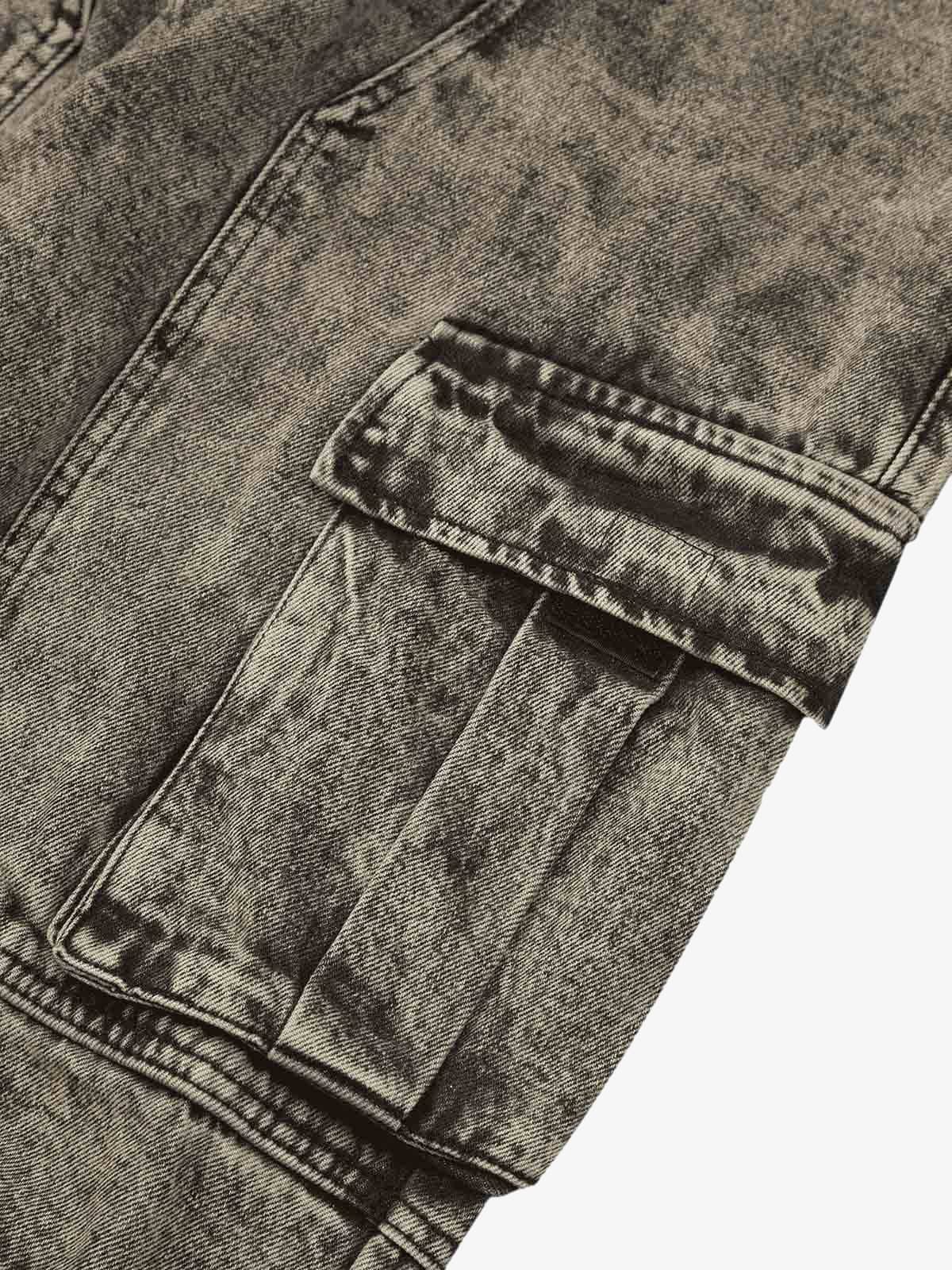 American Street Style Washed Distressed Work Jeans