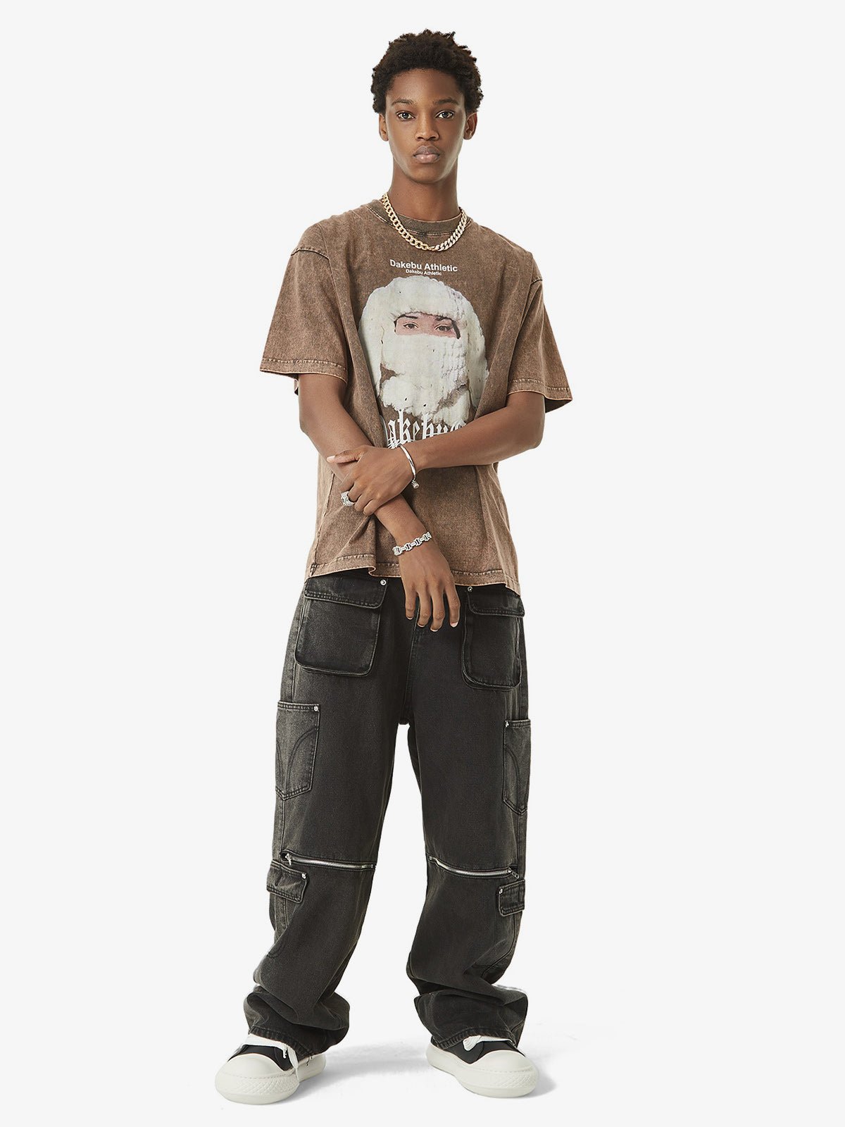 Multi-pocket Zipper Design Washed Hip-Hop Jeans