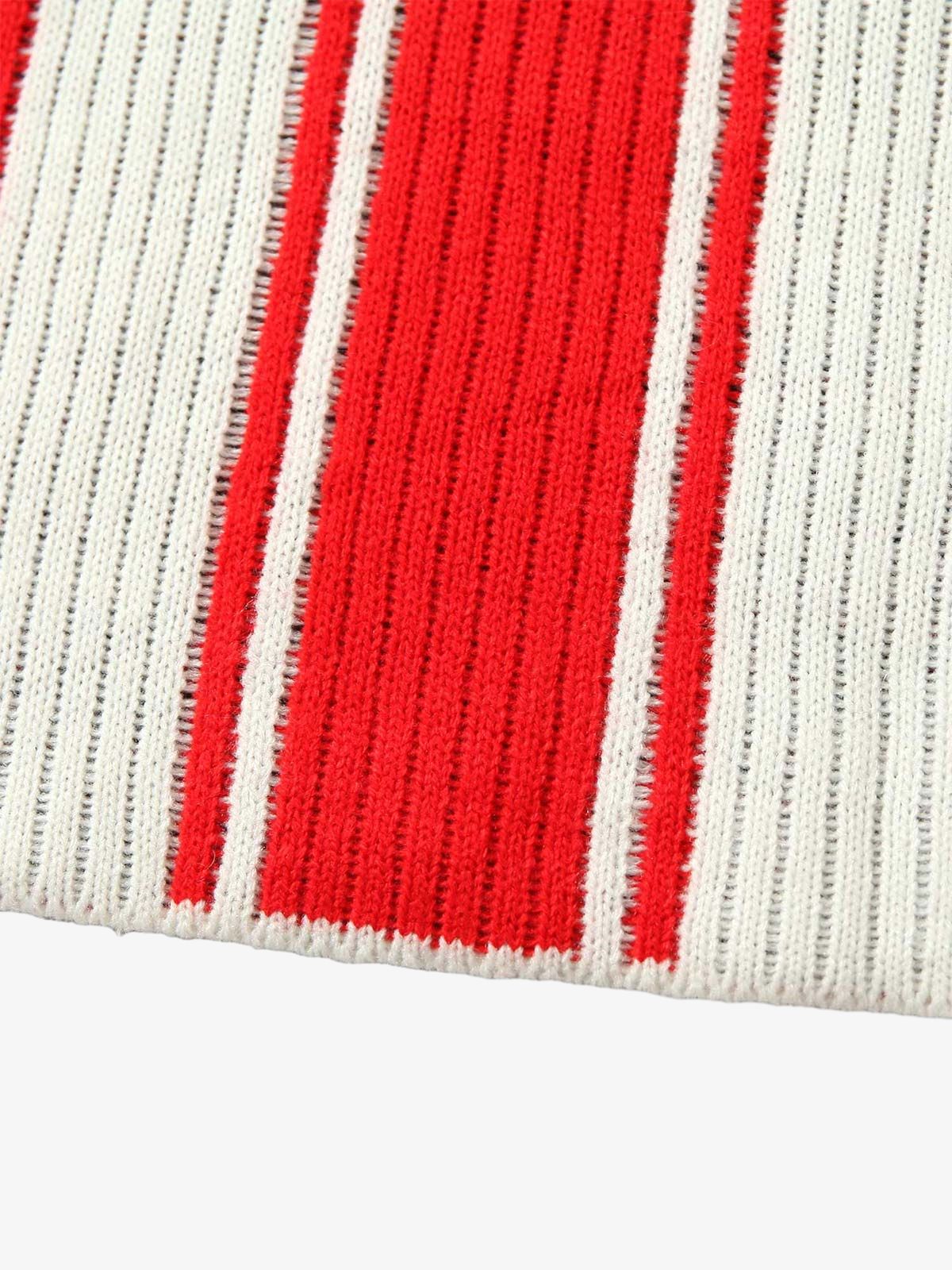 Vintage Striped Baseball Short-sleeved Knit Sweater
