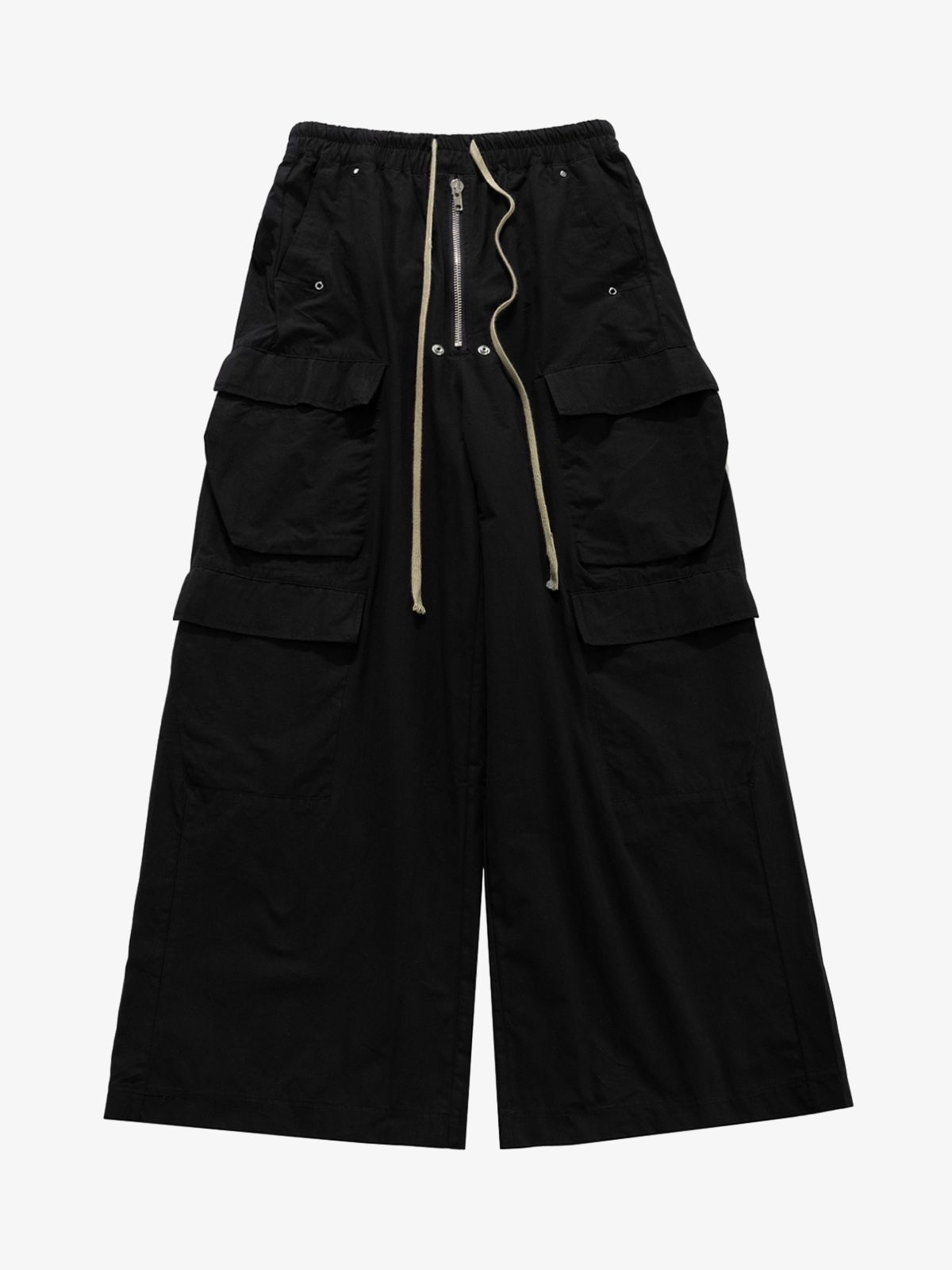 Woven Multi-Pocket Baggy Flared Pants