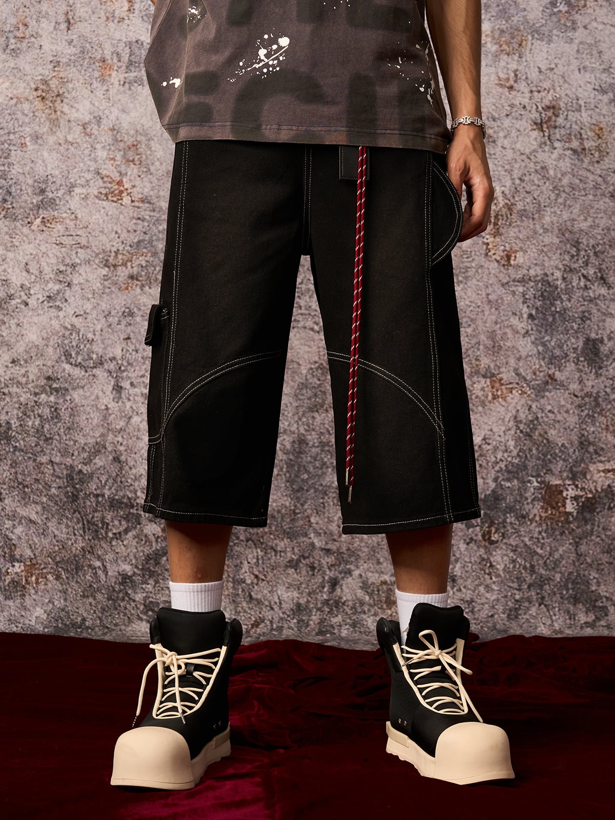 Denim Welt-Embellished Cargo Jorts