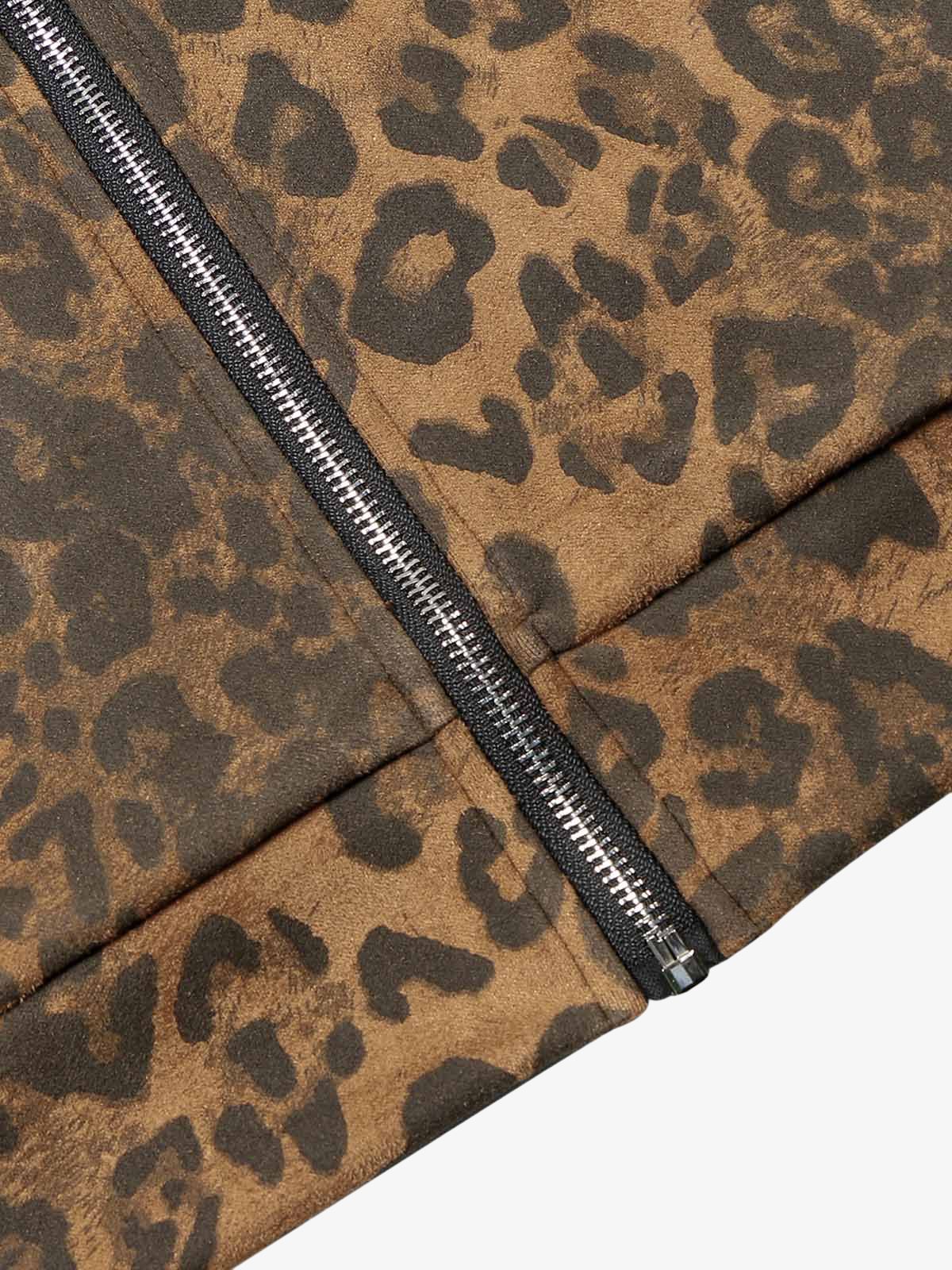 French Terry Cheetah Print Suede Tracksuit