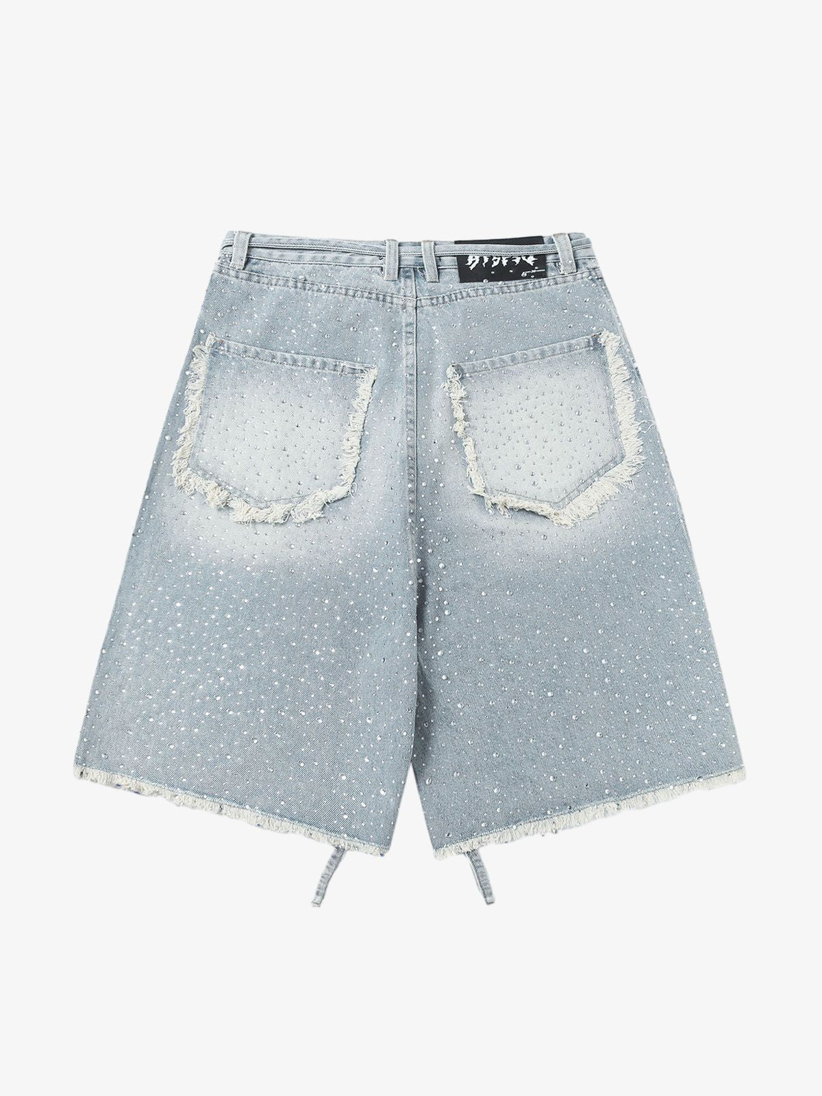 Distressed Rhinestone Denim Jorts