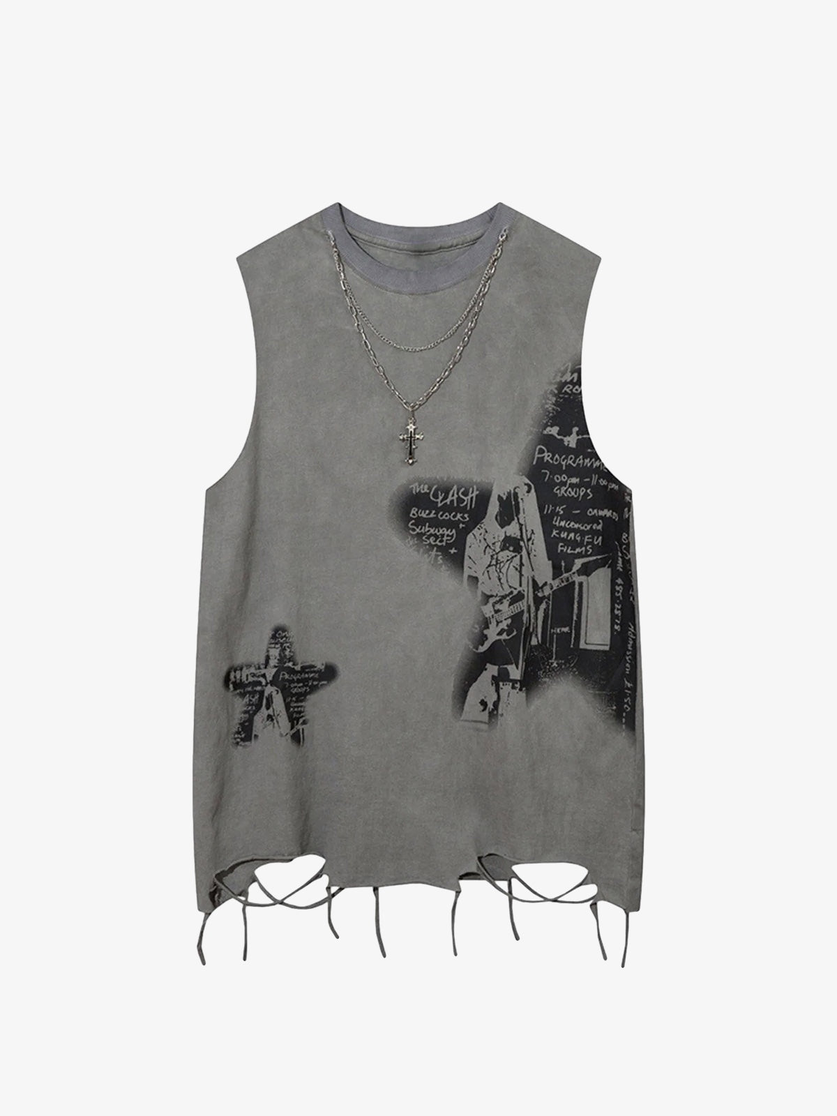 Vintage Necklace Star Print Hip-Hop Tank Top