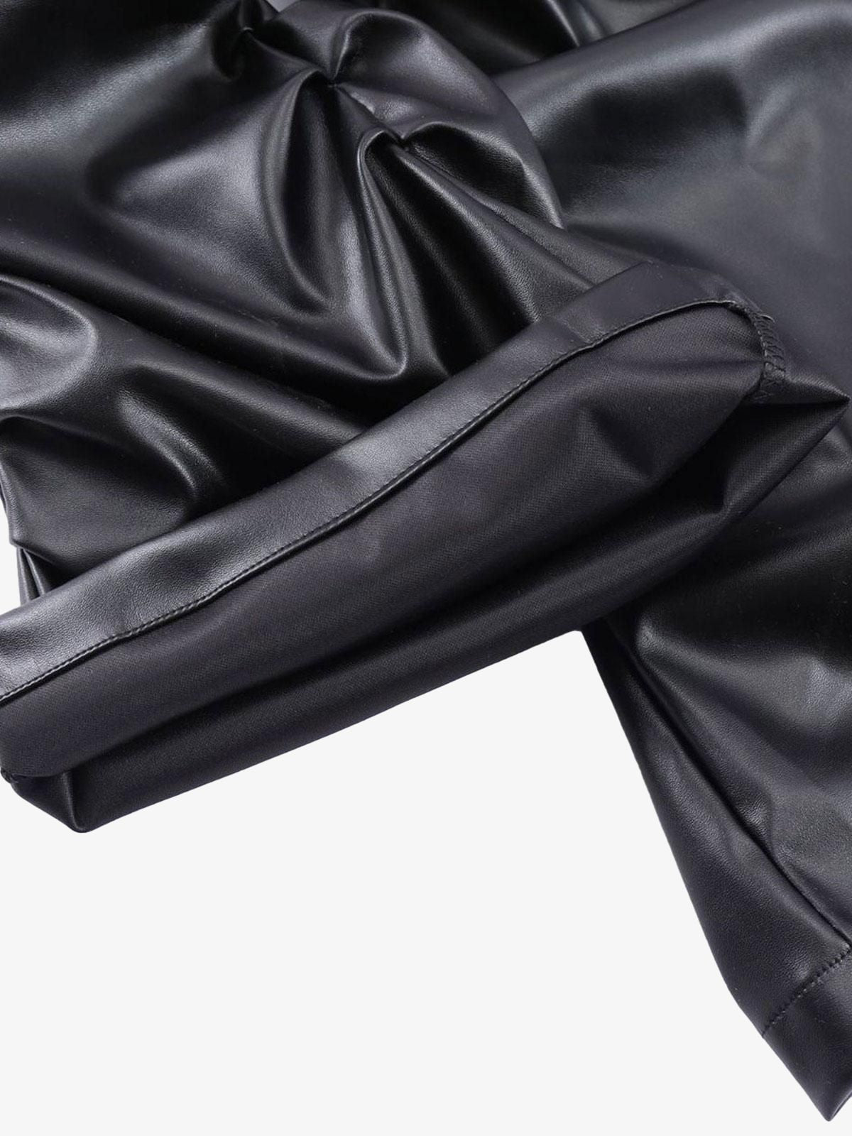 Punk Style Pleated Leather Pants