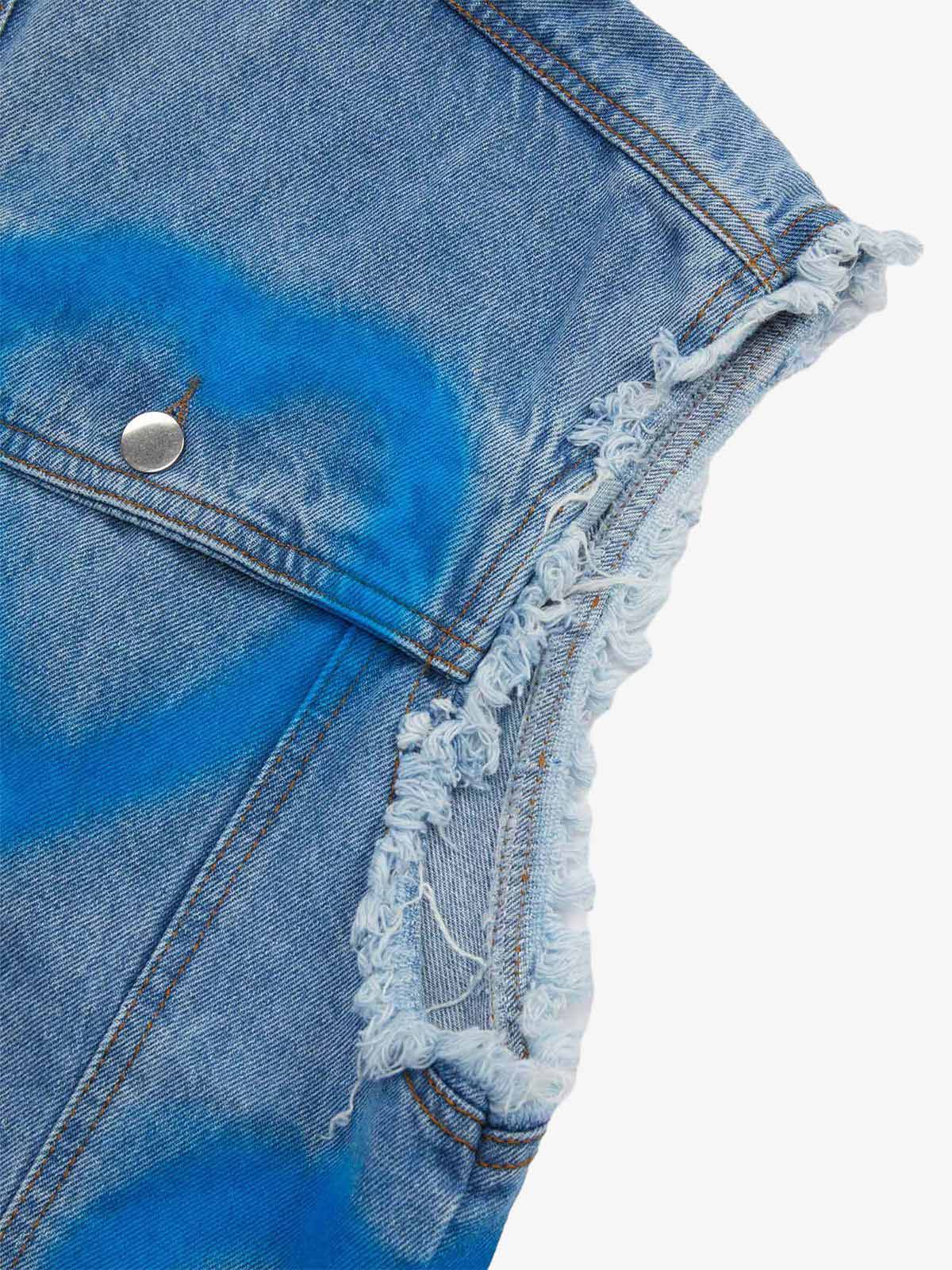 American Spray-painted Love Sleeveless Denim Jacket
