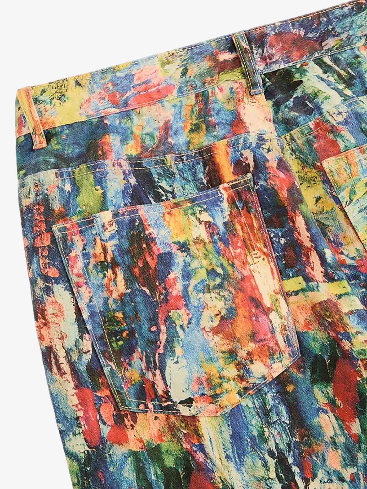 Street Oil Painting Color Straight Jeans