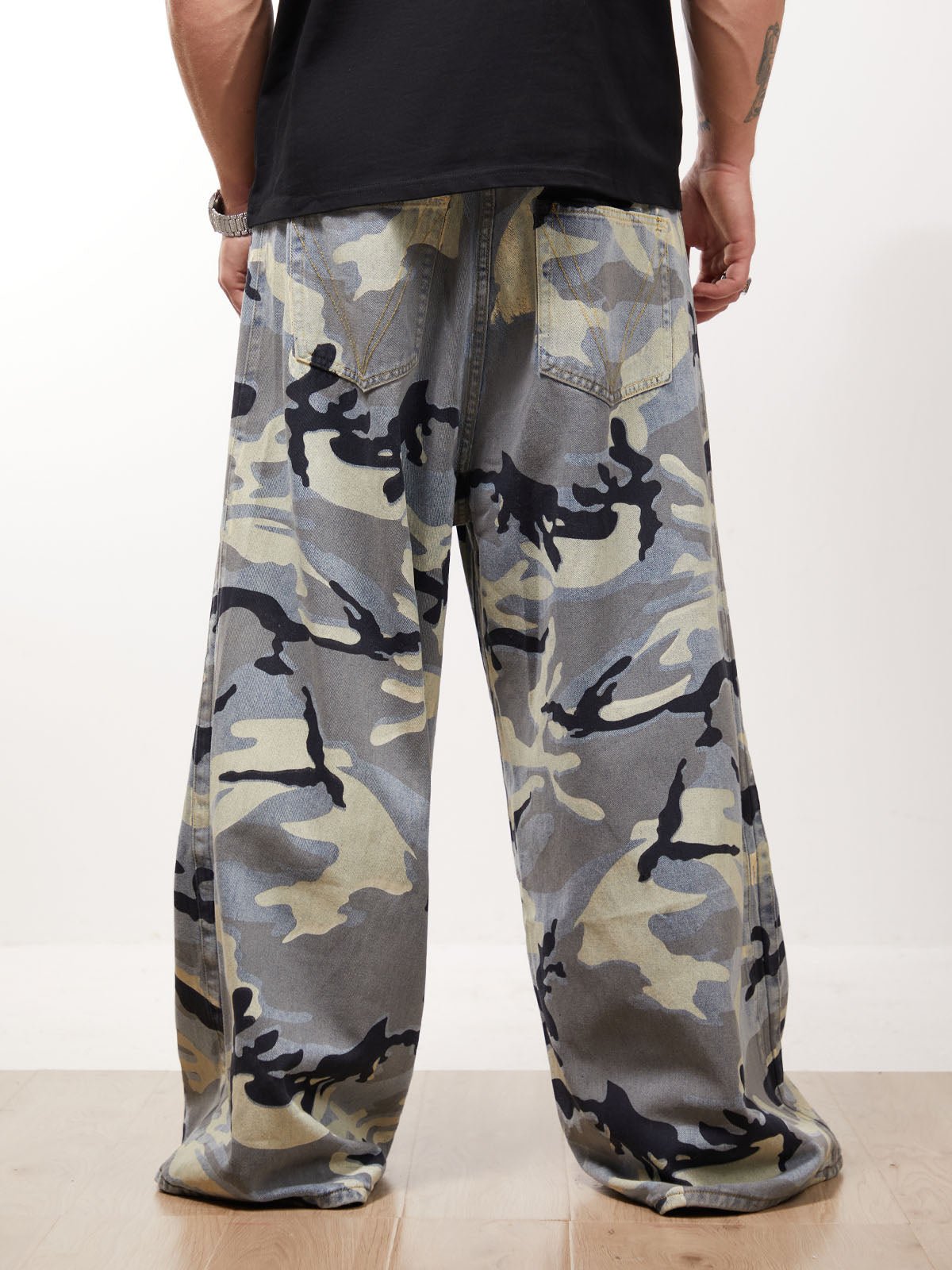 Street Retro Camouflage Baggy Jeans