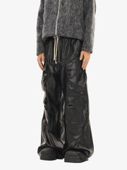 RO-style multi-pocket matte coated pants