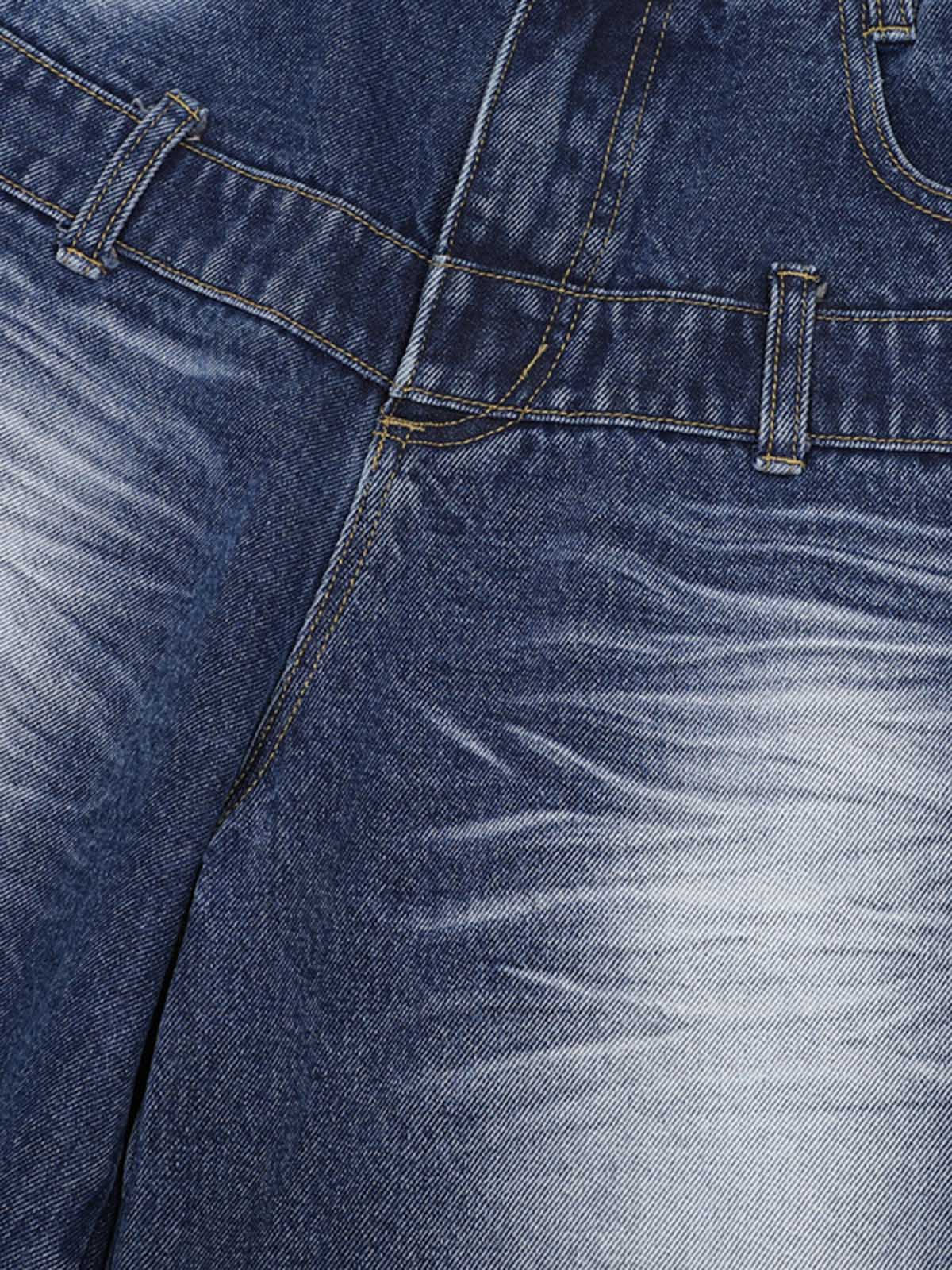 Distressed Washed Workwear Denim Shirt And Jorts Set