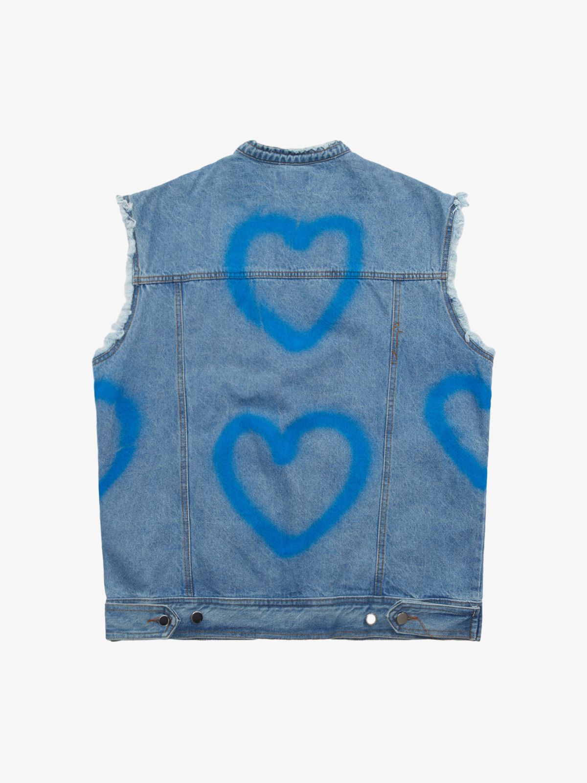 American Spray-painted Love Sleeveless Denim Jacket