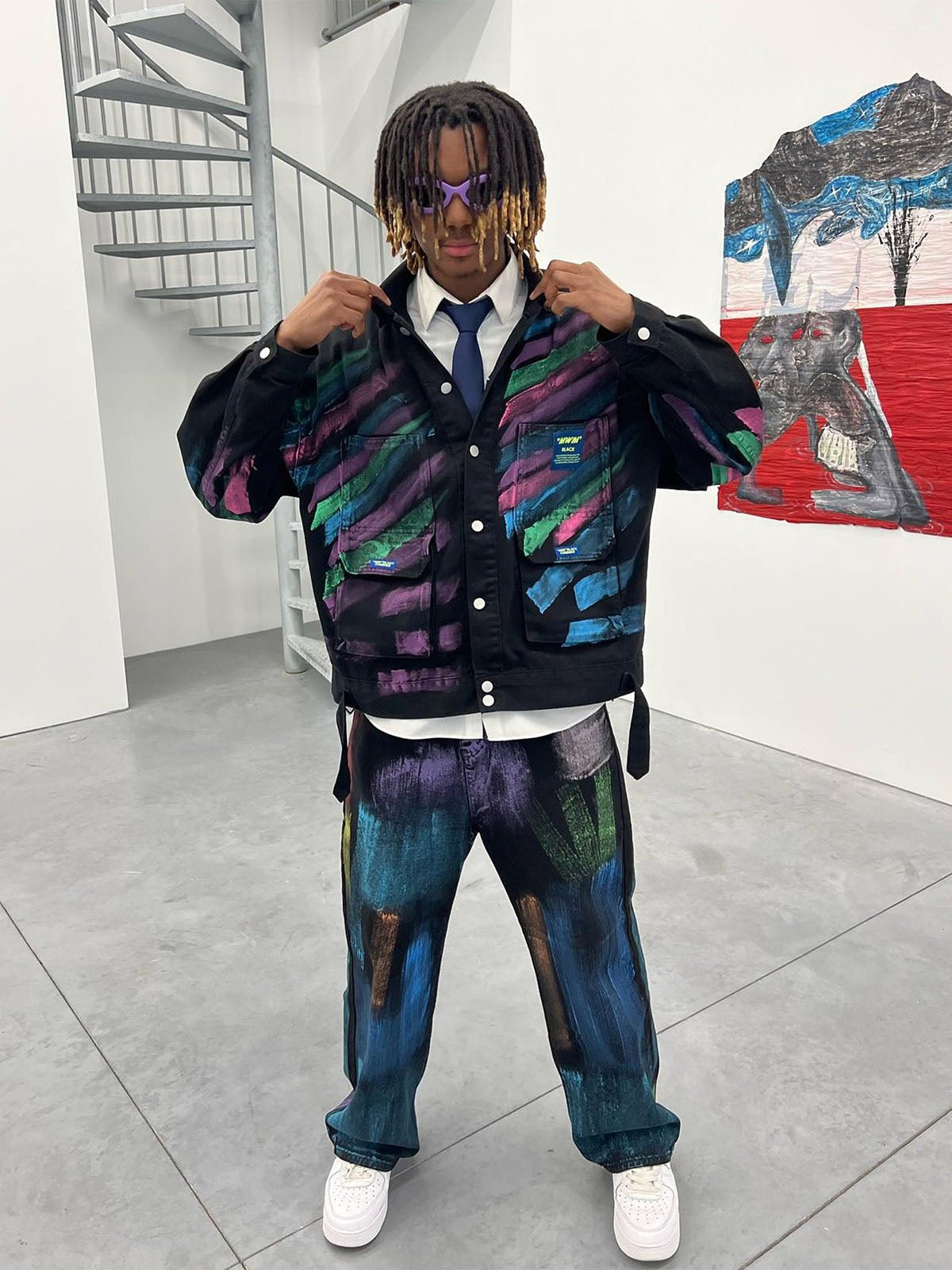 Hip-hop Hand-painted Graffiti Denim Jacket