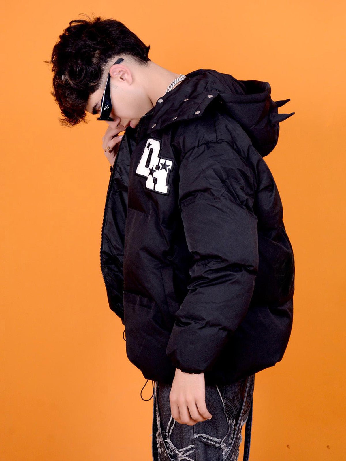 Retro Letter Print Down Jacket