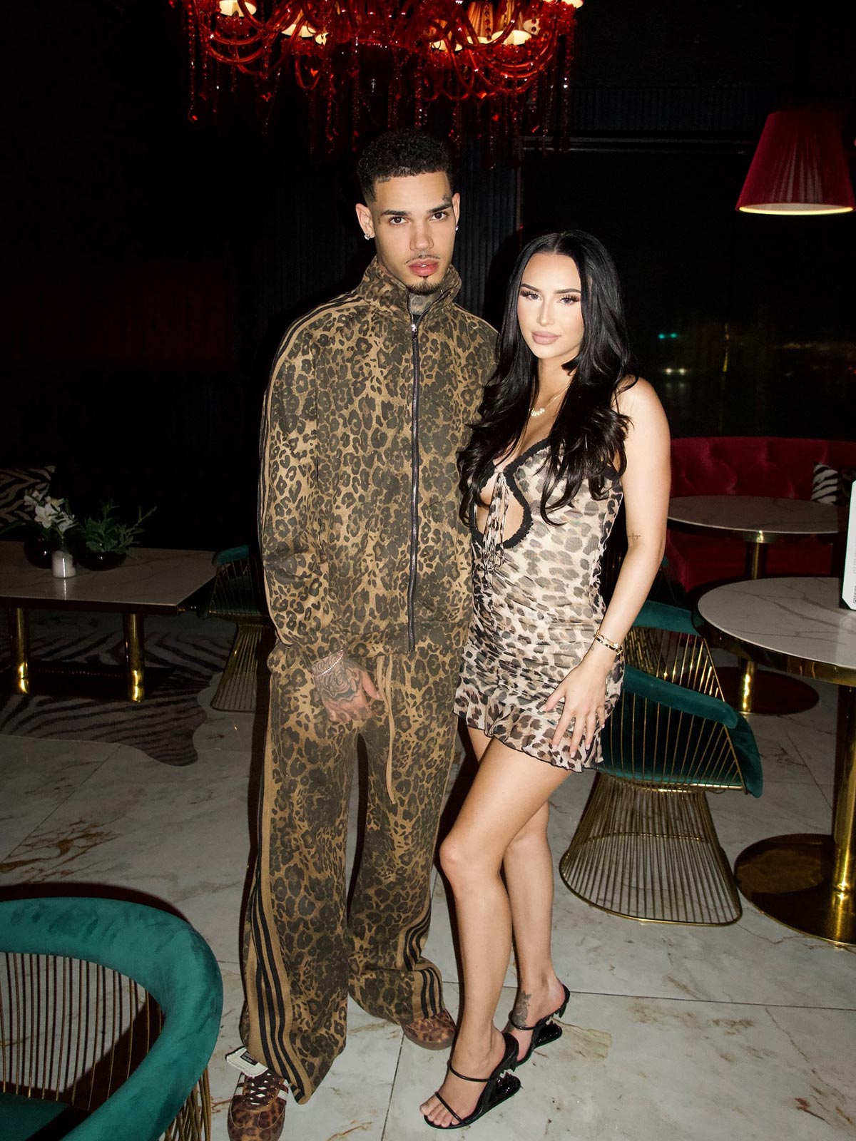 French Terry Cheetah Print Suede Tracksuit