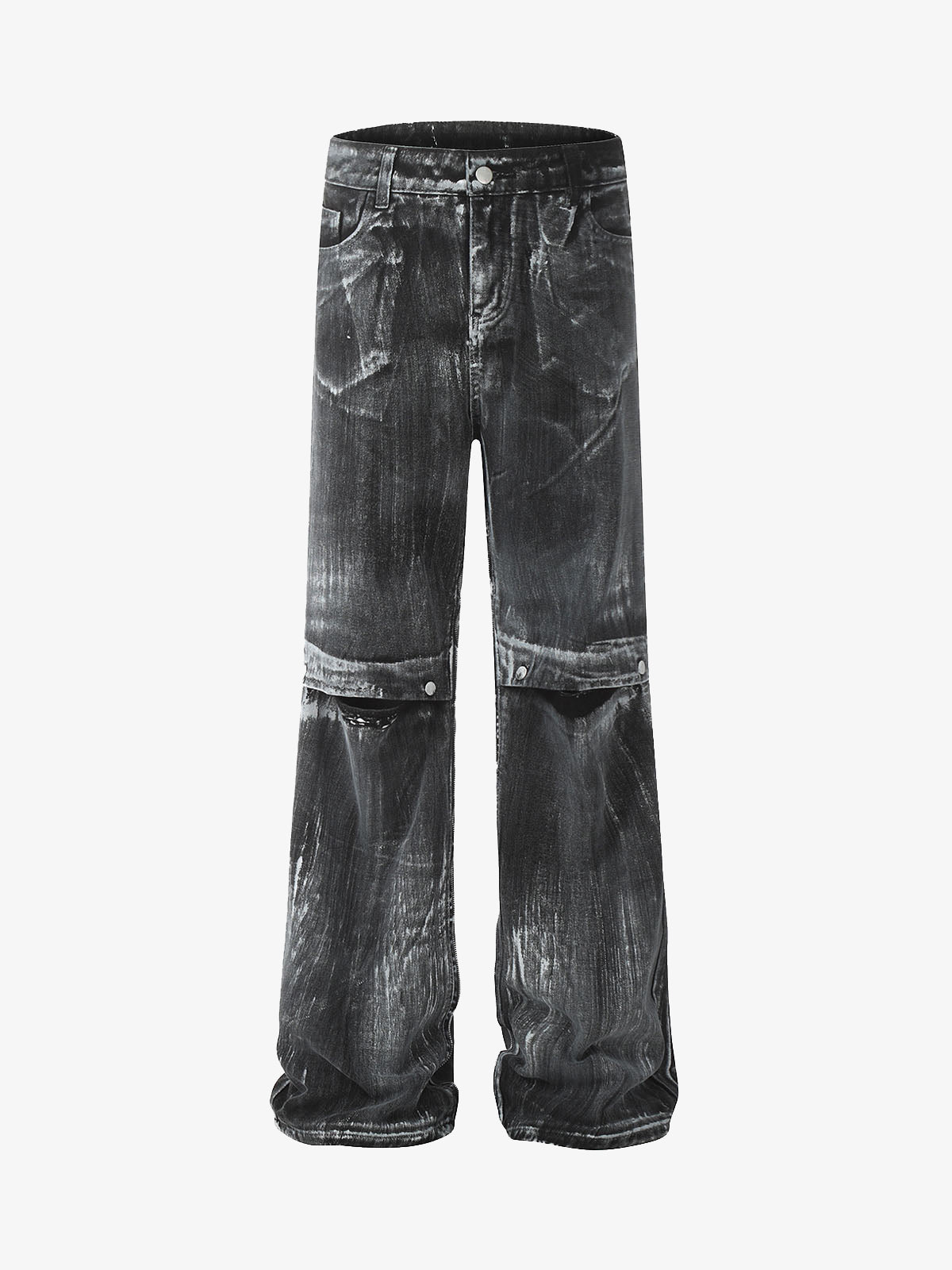 Street Batik Deconstructed Split Jeans