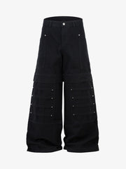 Deconstructed Split Rivet Cargo Jeans