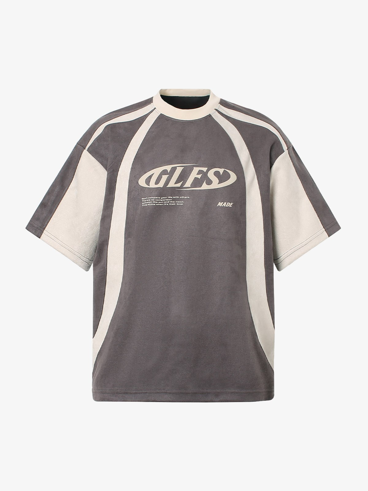 Deconstructed Contrast Color Stitching Printed T-shirt