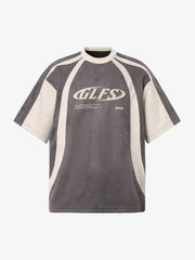 Deconstructed Contrast Color Stitching Printed T-shirt