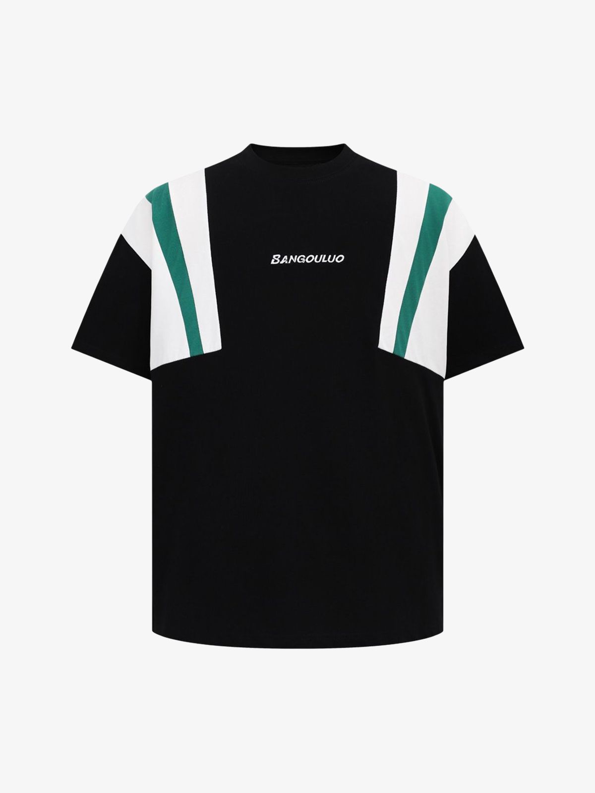 Retro Contrast Color Stitching Embroidered Letter T-shirt