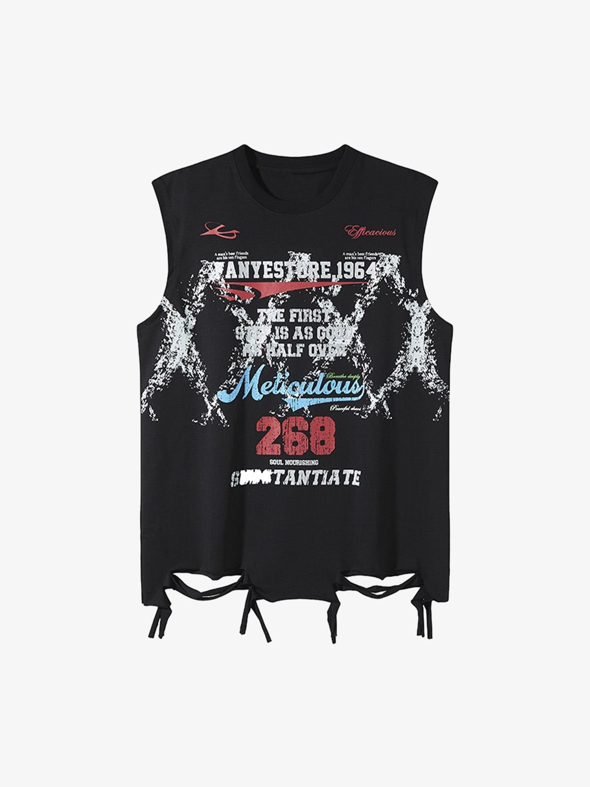Retro Tattered Print Vest