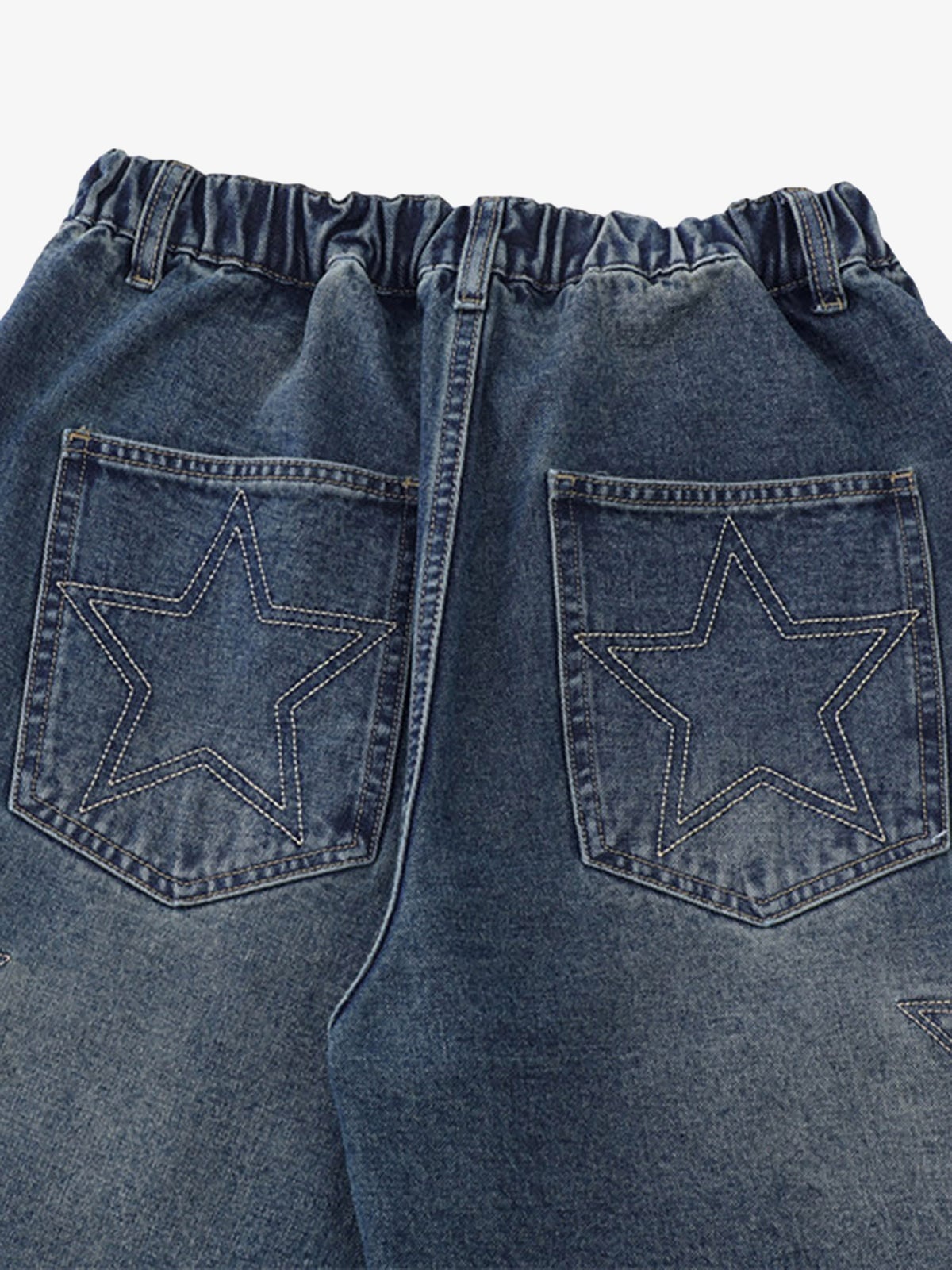 Street Patchwork Star Embroidered Denim Shorts