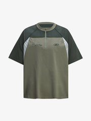 Quick-Dry Contrast Color Quarter Zip Up T-shirt