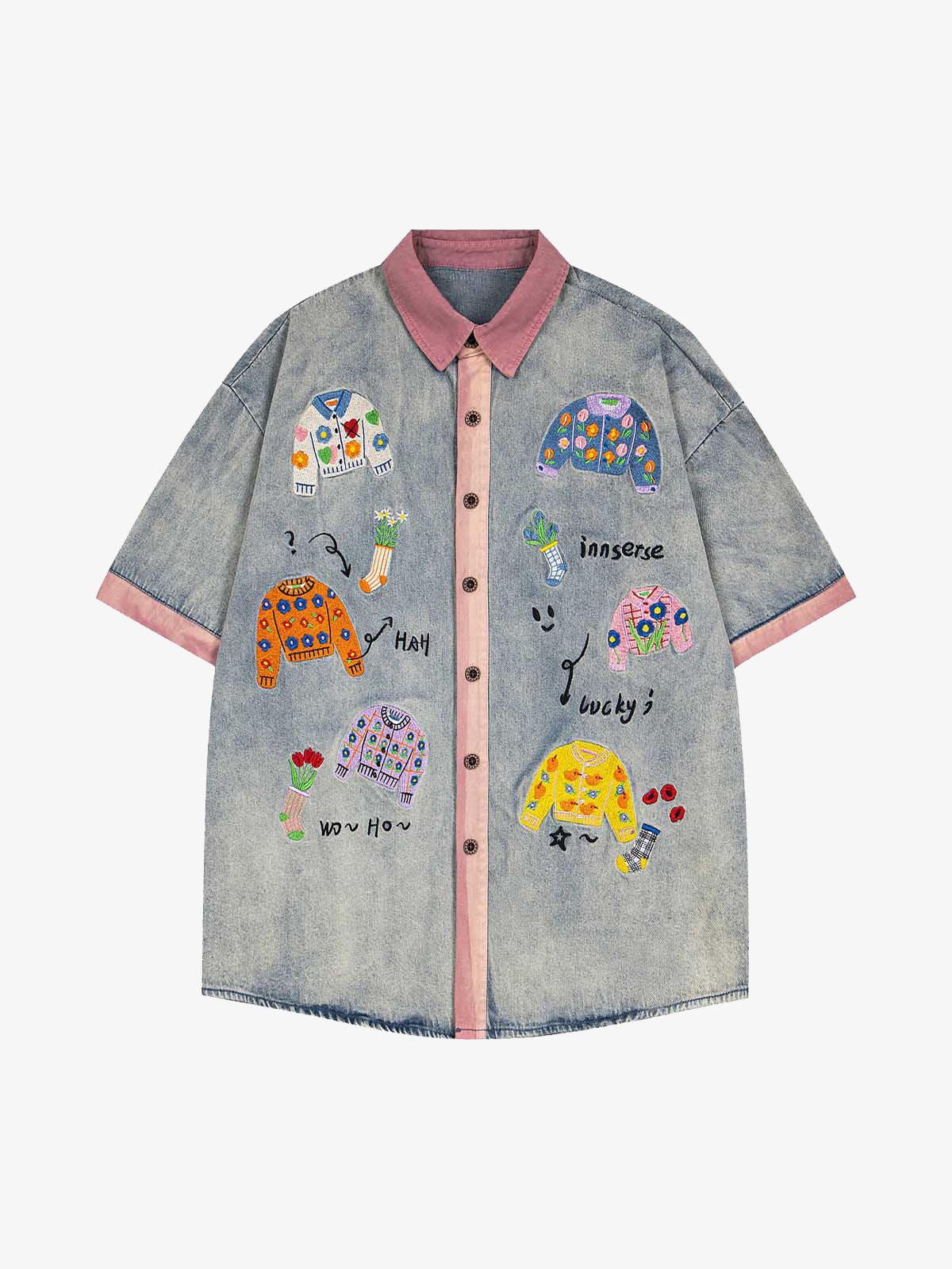 Embroidered Patch Denim Shirt