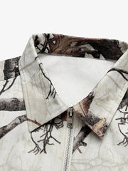Retro Branches & Fallen Leaves Print Workwear Set