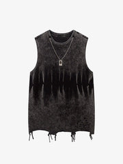 Gradient Tie-Dye Raw Edge Vest