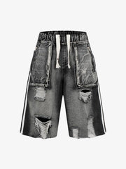 Distressed Cargo Denim Shorts - 2378