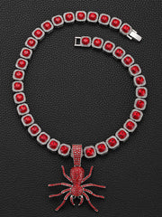 Punk Style Red Spider Cuban Necklace