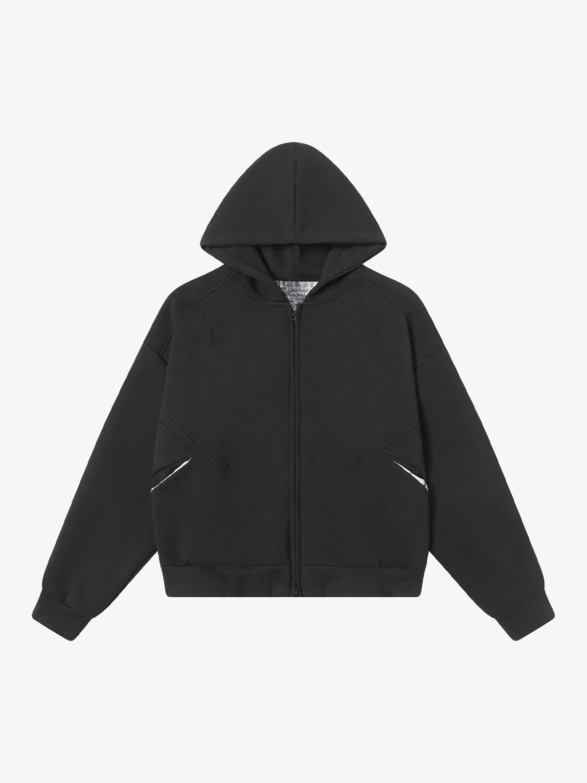 Retro Plaid Lining Zip Up Hooded Sweatshirt