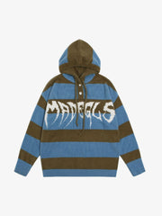 Hooded Striped Knit Sweater